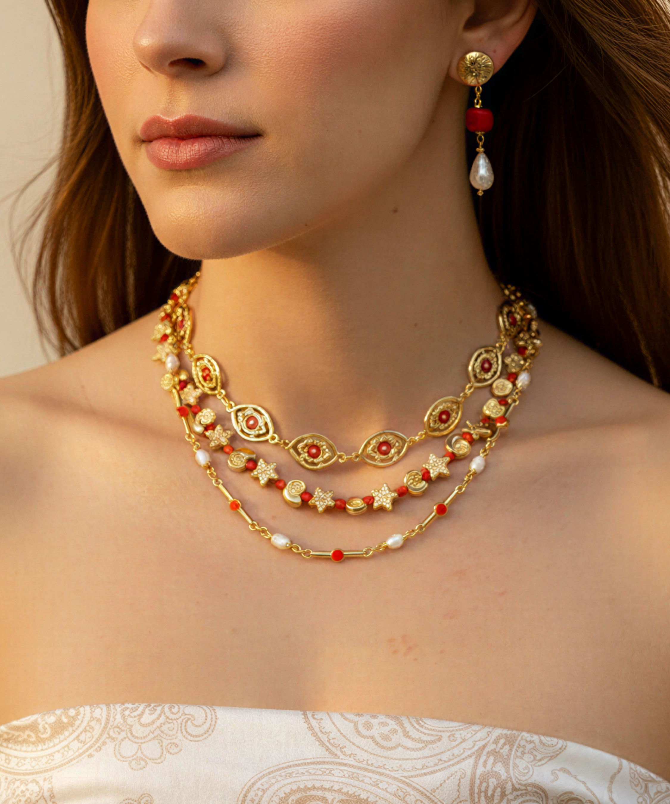 LAGUNA CORAL PEARL NECKLACE
