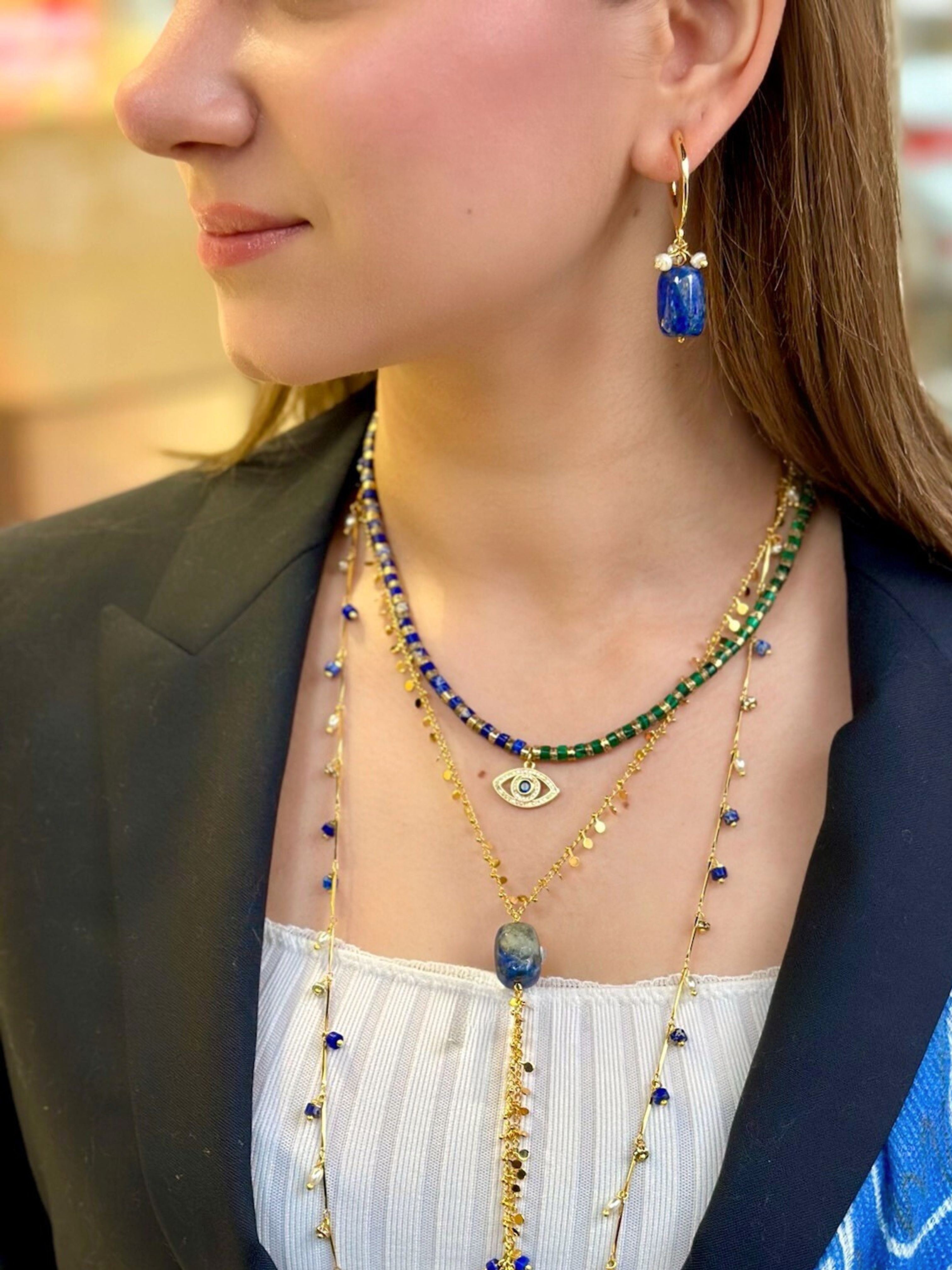 BONBON LAPIS HOOP EARRINGS