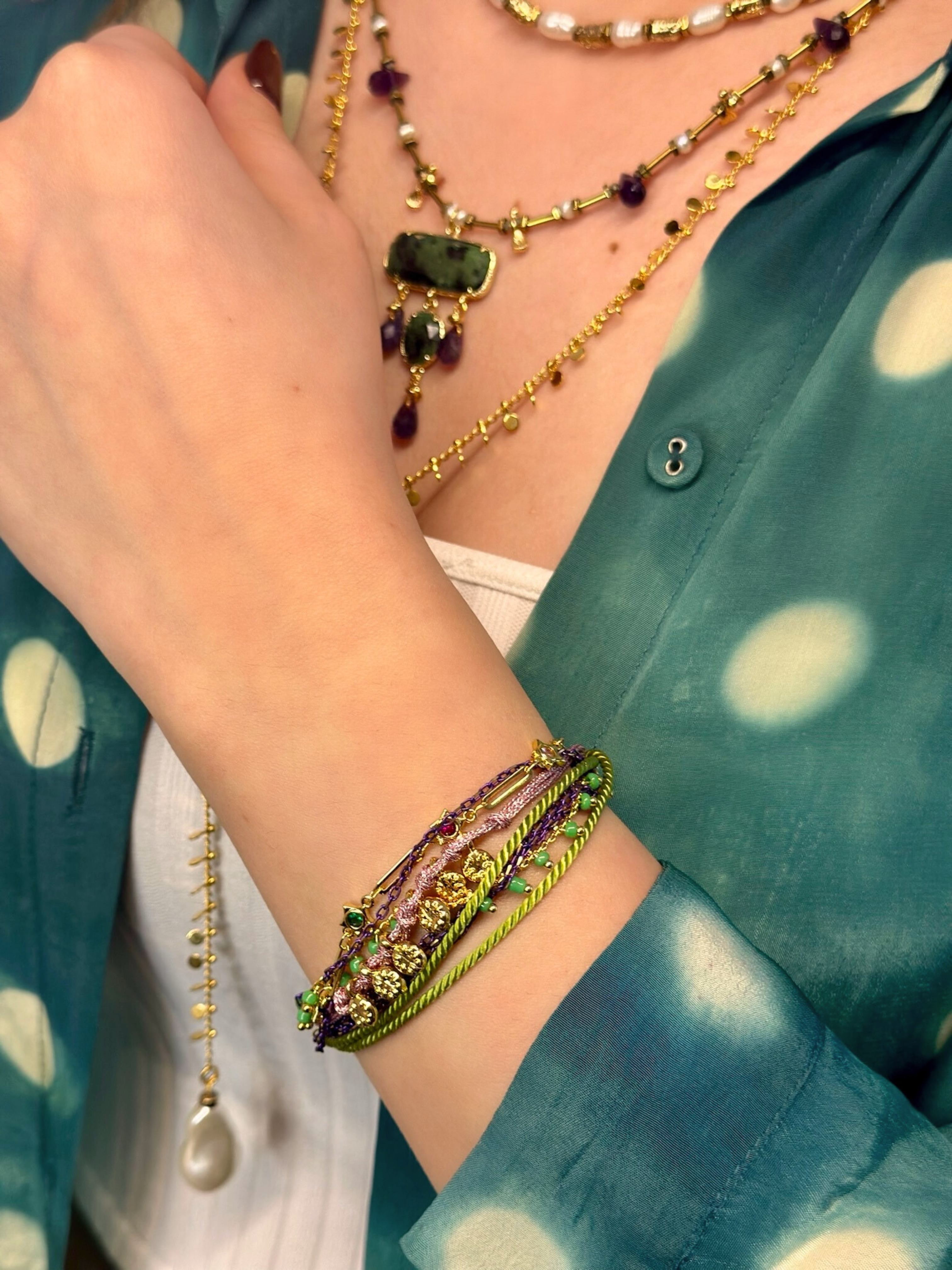 GYPSY YEŞİL İNCİLİ BİLEKLİK