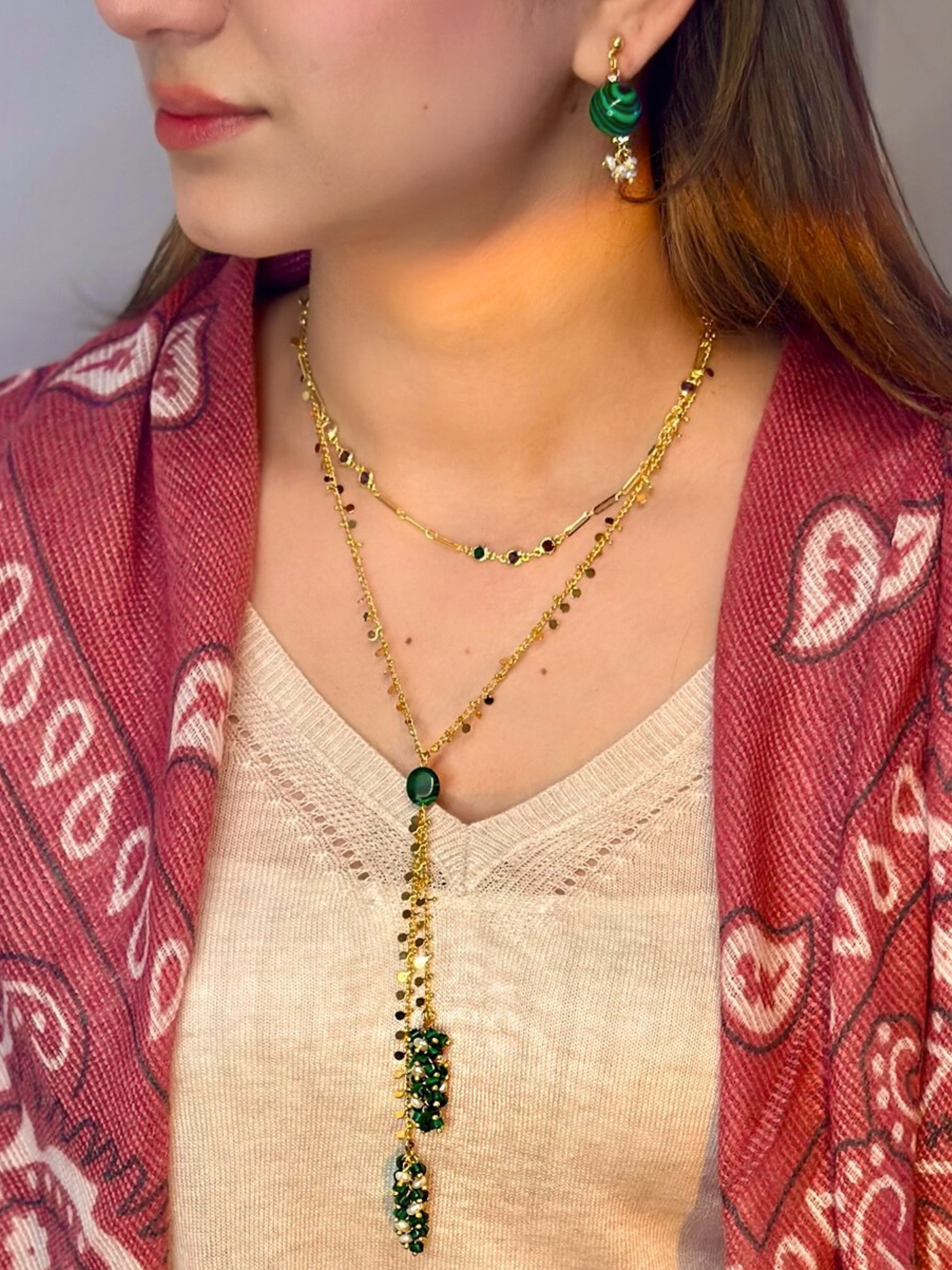 DANCING MALACHITE LONG NECKLACE