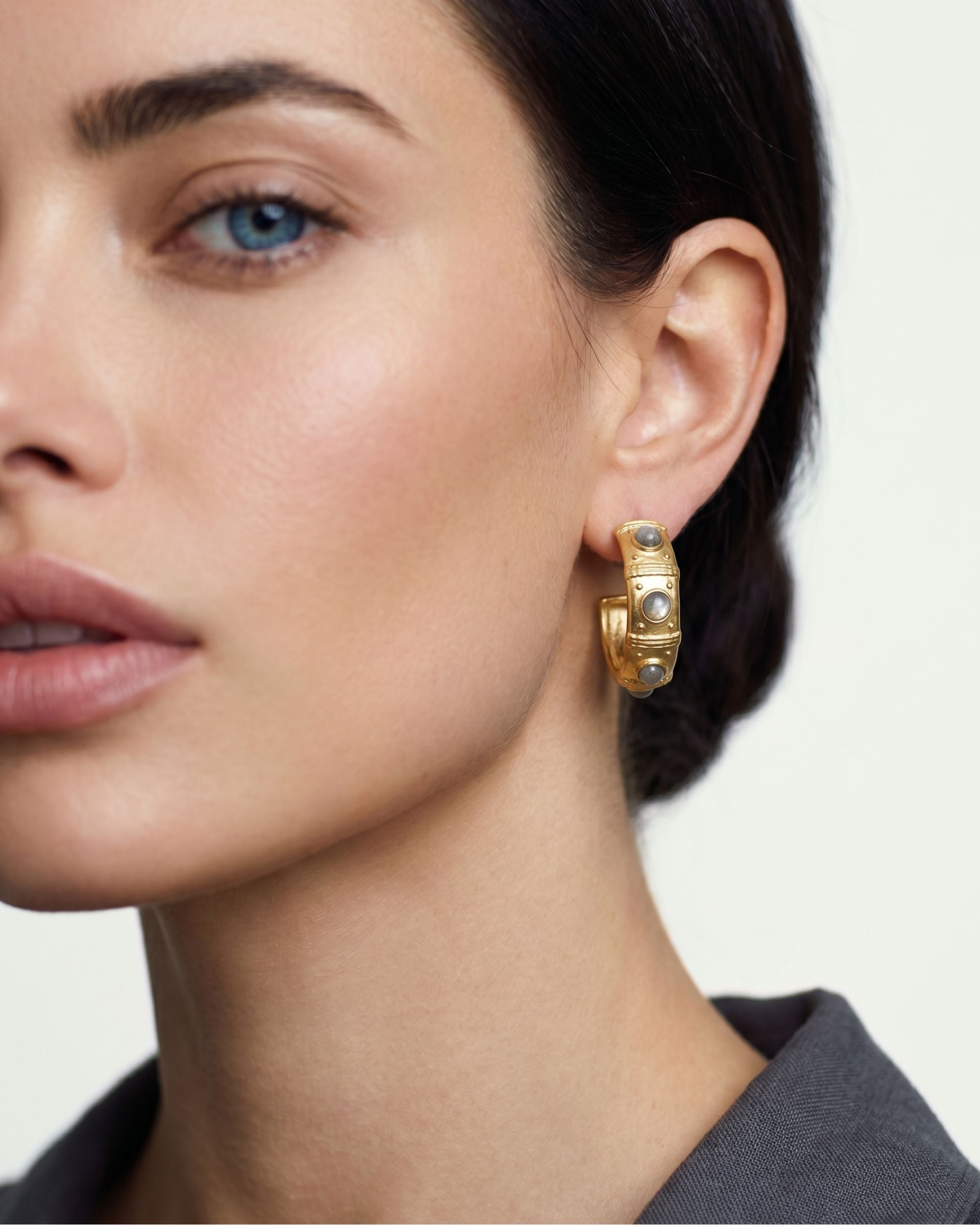 NOCTURNE LABRADORITE HOOP EARRINGS