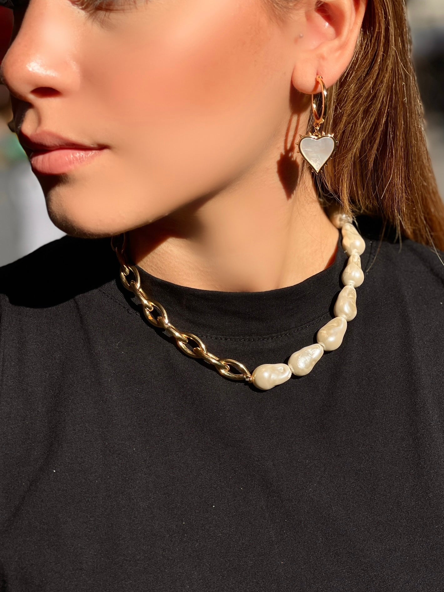 MIAMI BAROQUE PEARL CHAIN NECKLACE