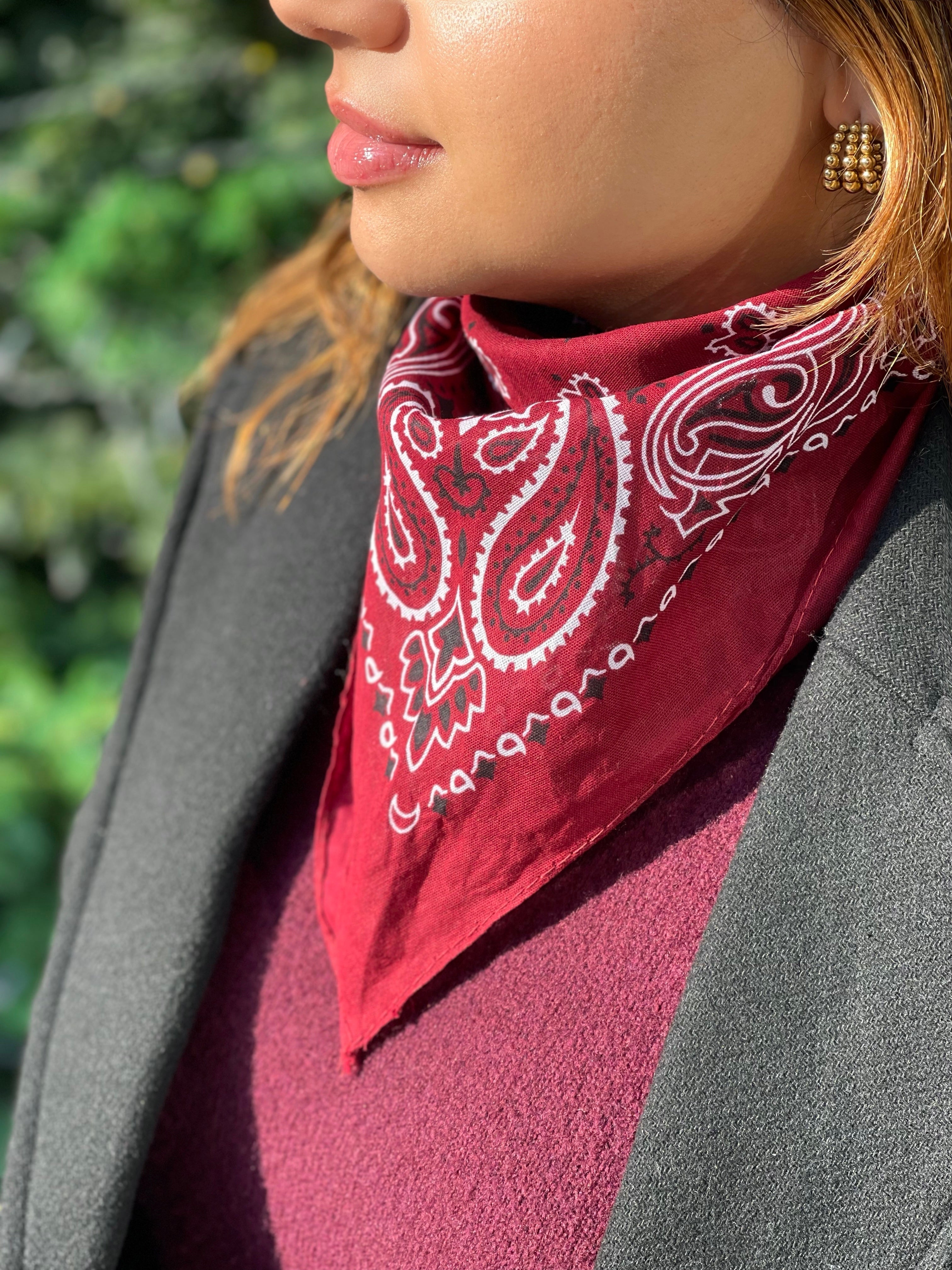 BURGUNDY PRINTED BANDANA