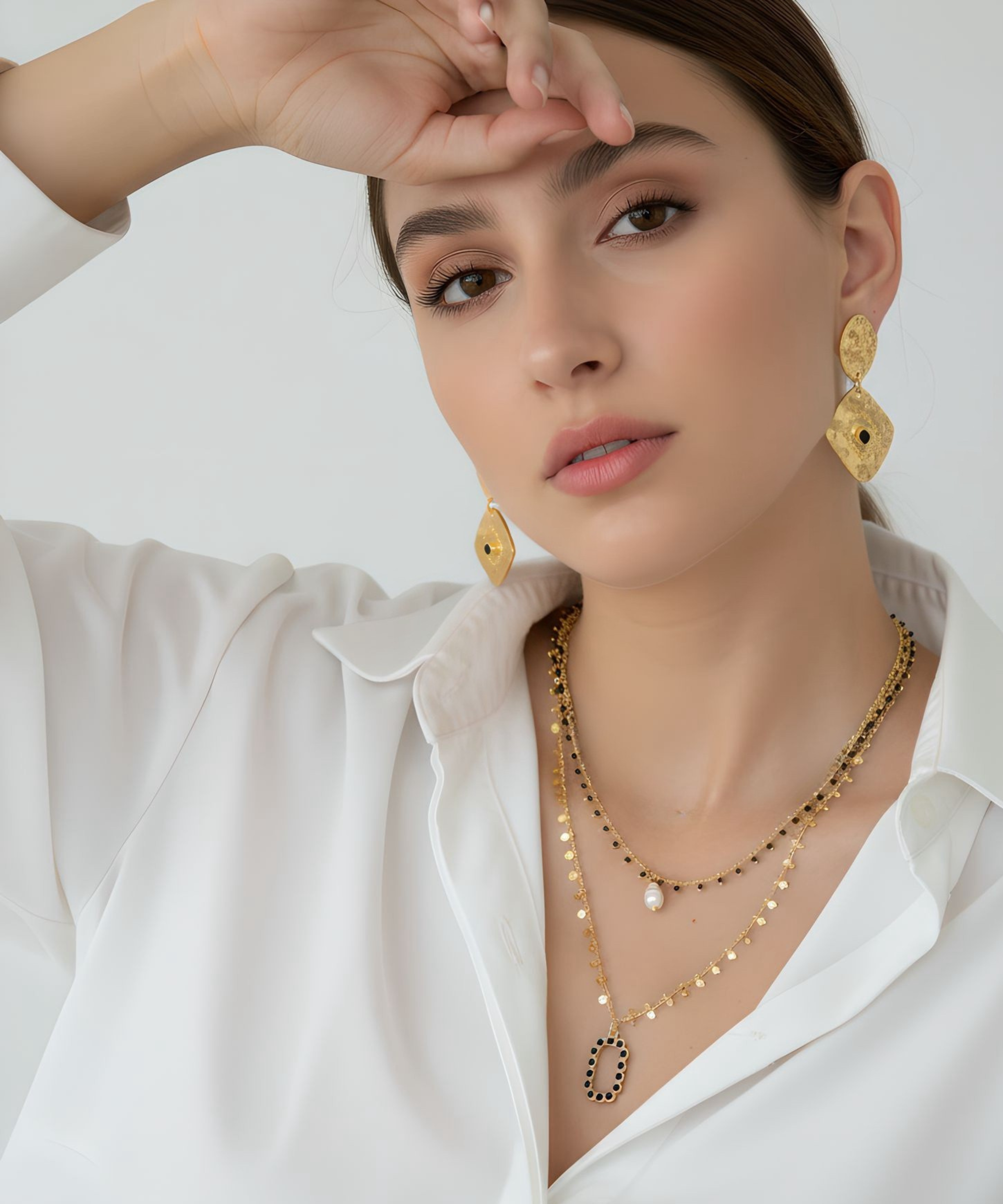 ECLIPSE GOLD ÇİFT SIRA SİYAH KOLYE