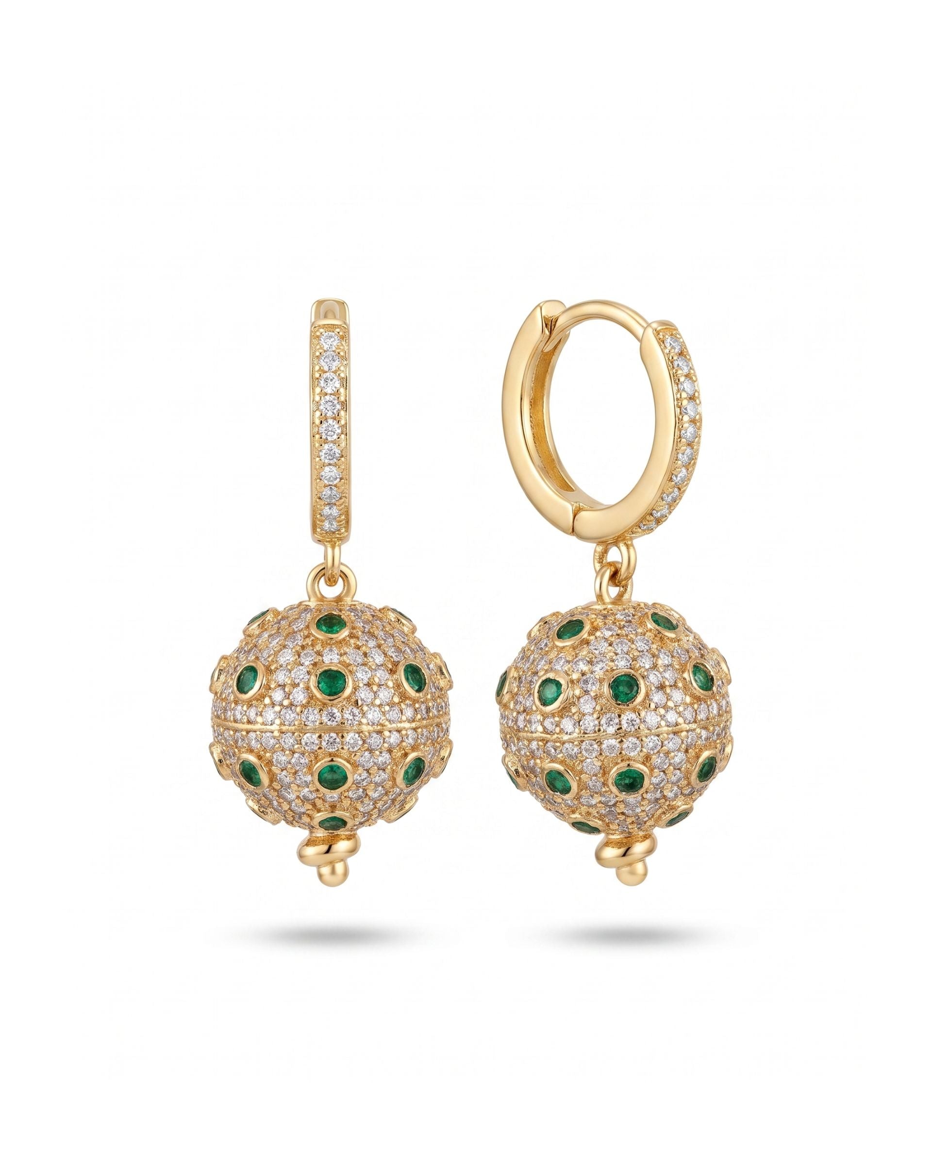 LUNA EMERALD GOLD PLATED EARRINGS