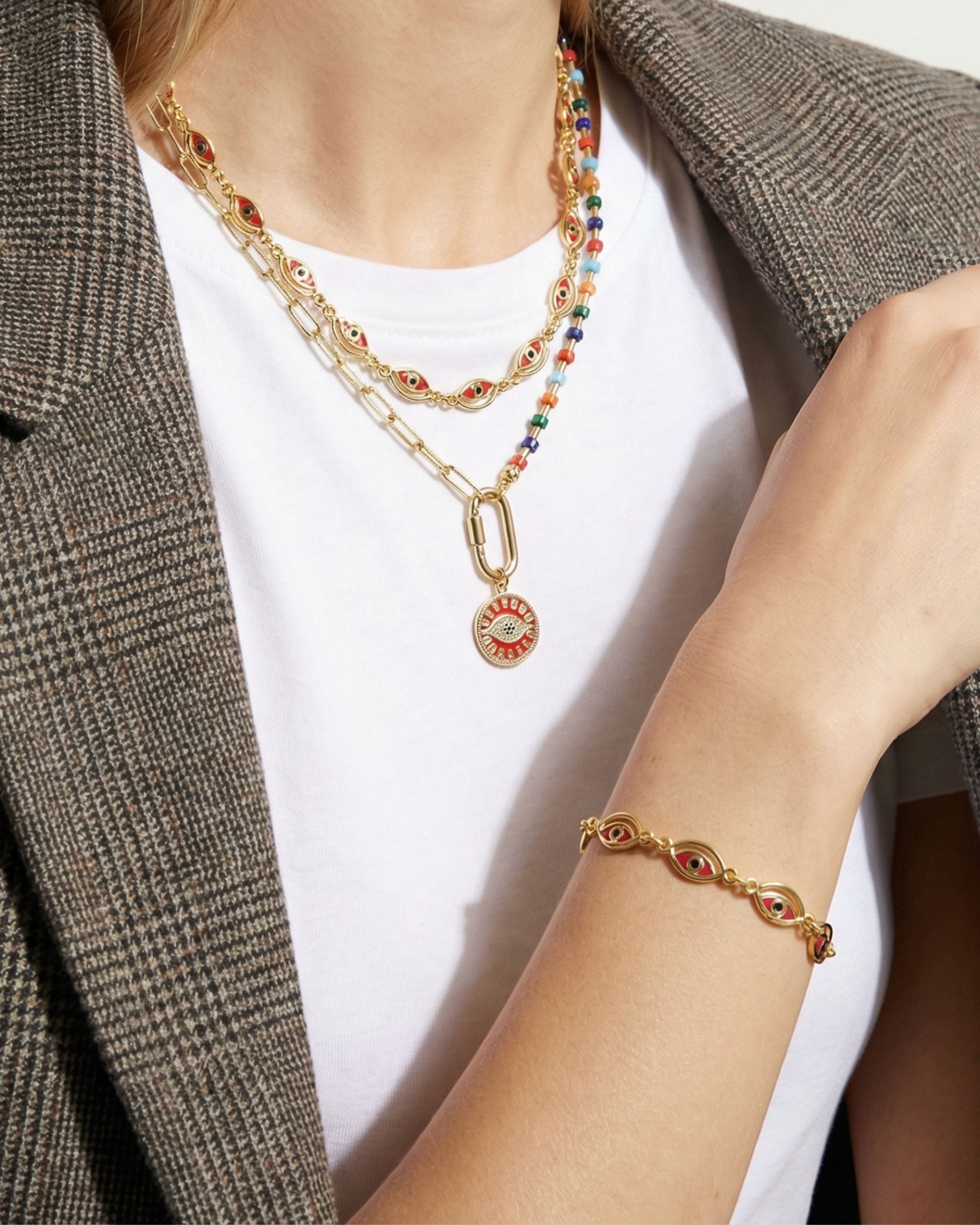 CLEOPATRA RED EVIL EYE BRACELET