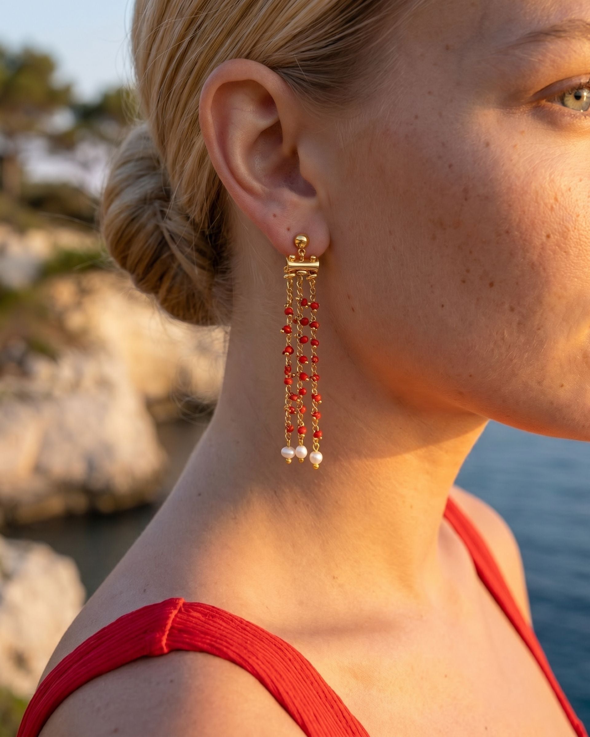GYPSY RED BEADED EARRINGS