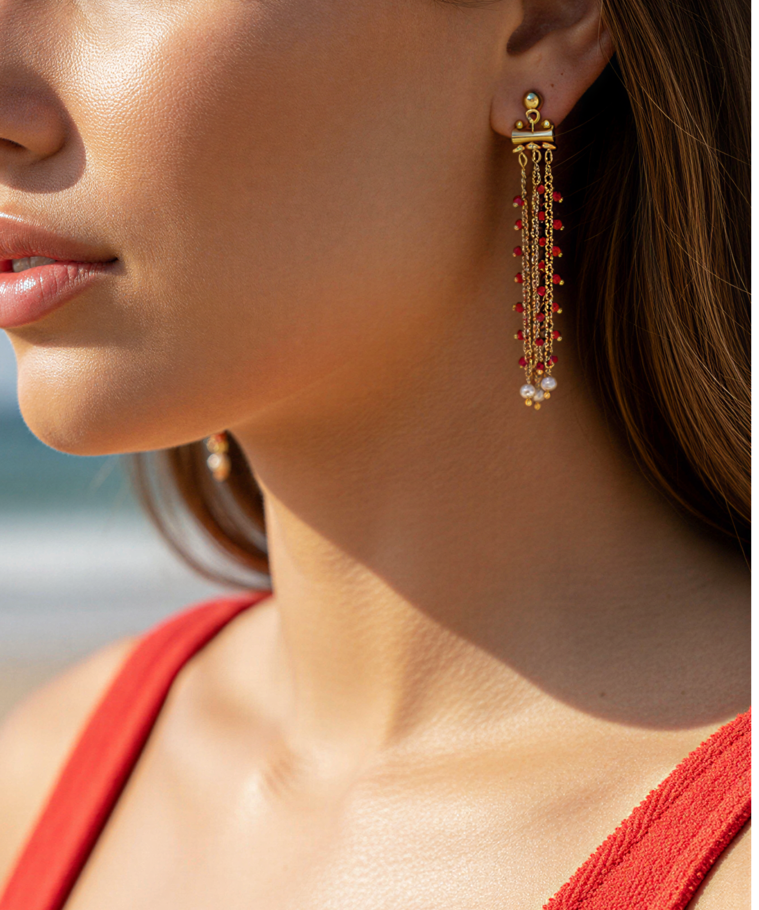 GYPSY RED BEADED EARRINGS