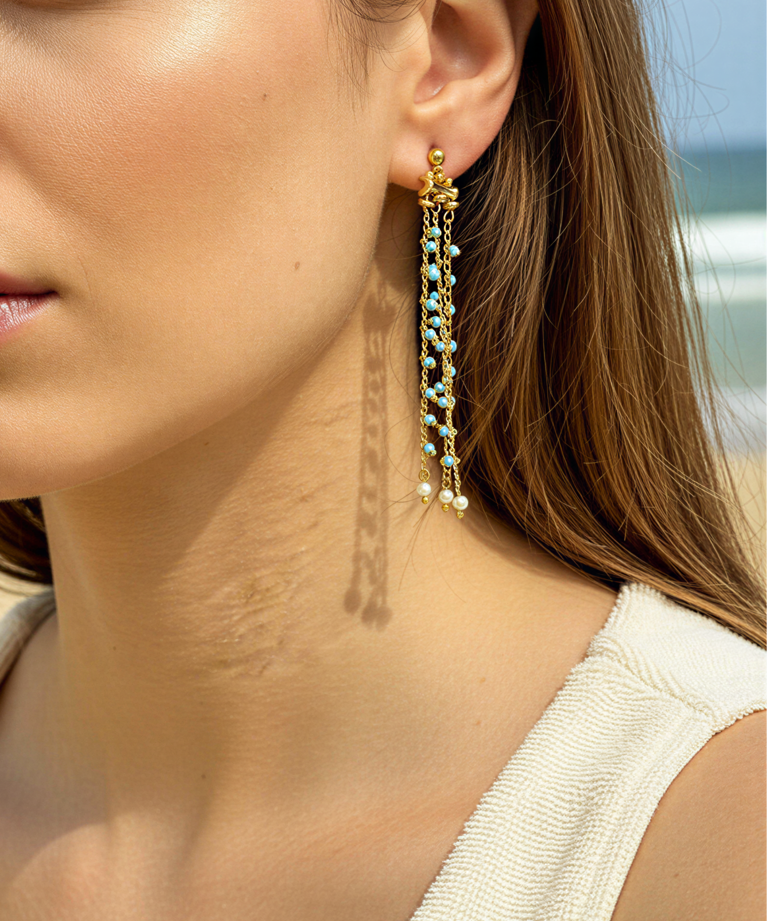 GYPSY TURQUOISE BEADED EARRINGS