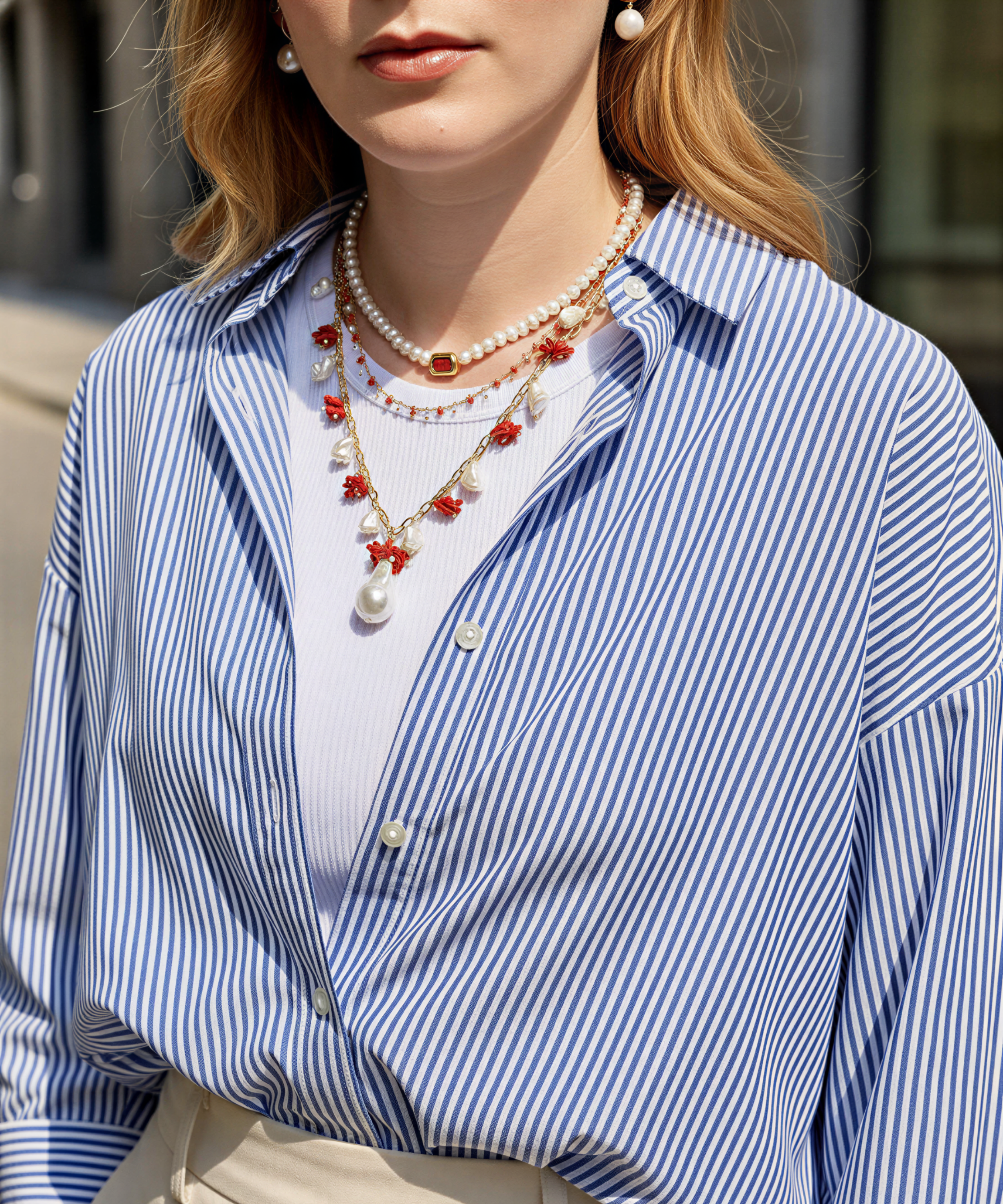 CAPRI QUEEN BAROK İNCİ MERCAN UZUN KOLYE