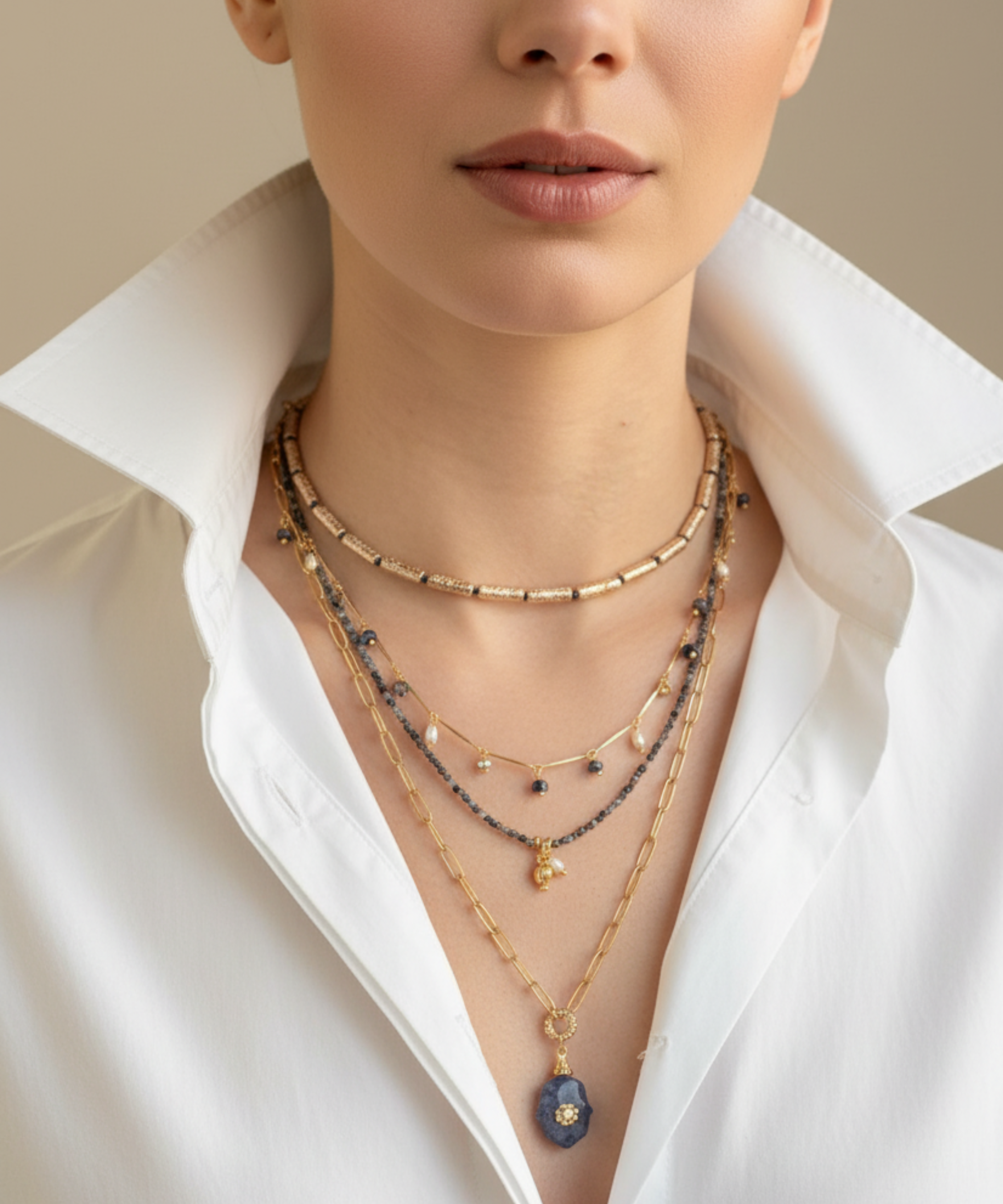 DANCING DISCO LAPIS SPARKLE NECKLACE