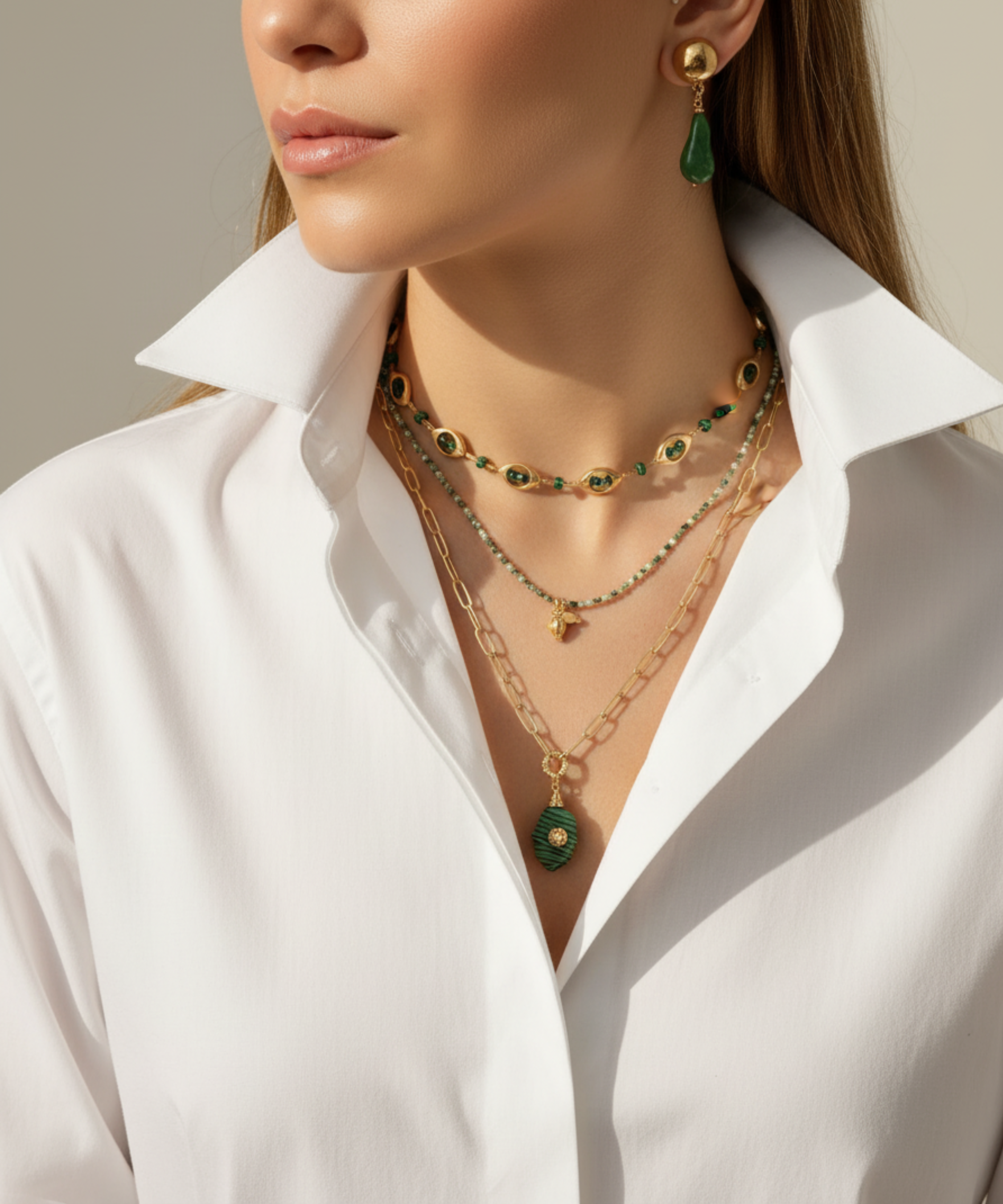 HAMSA MALACHITE NECKLACE