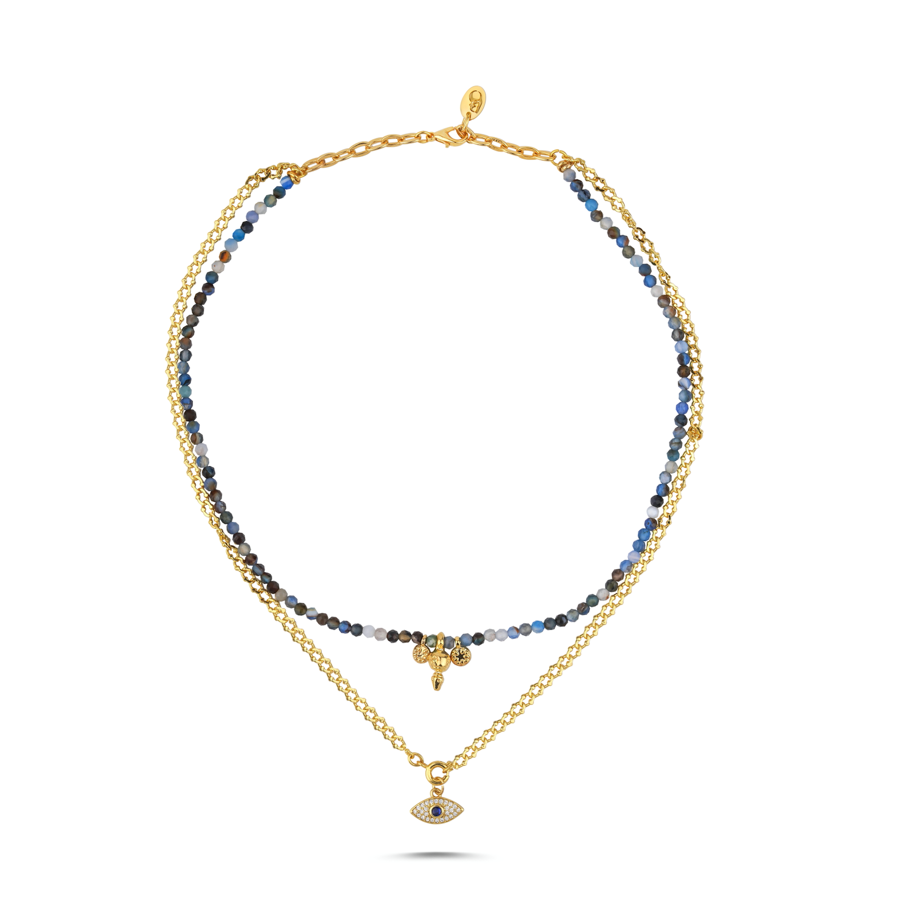 KYANITE NATURAL STONE EVIL EYE NECKLACE