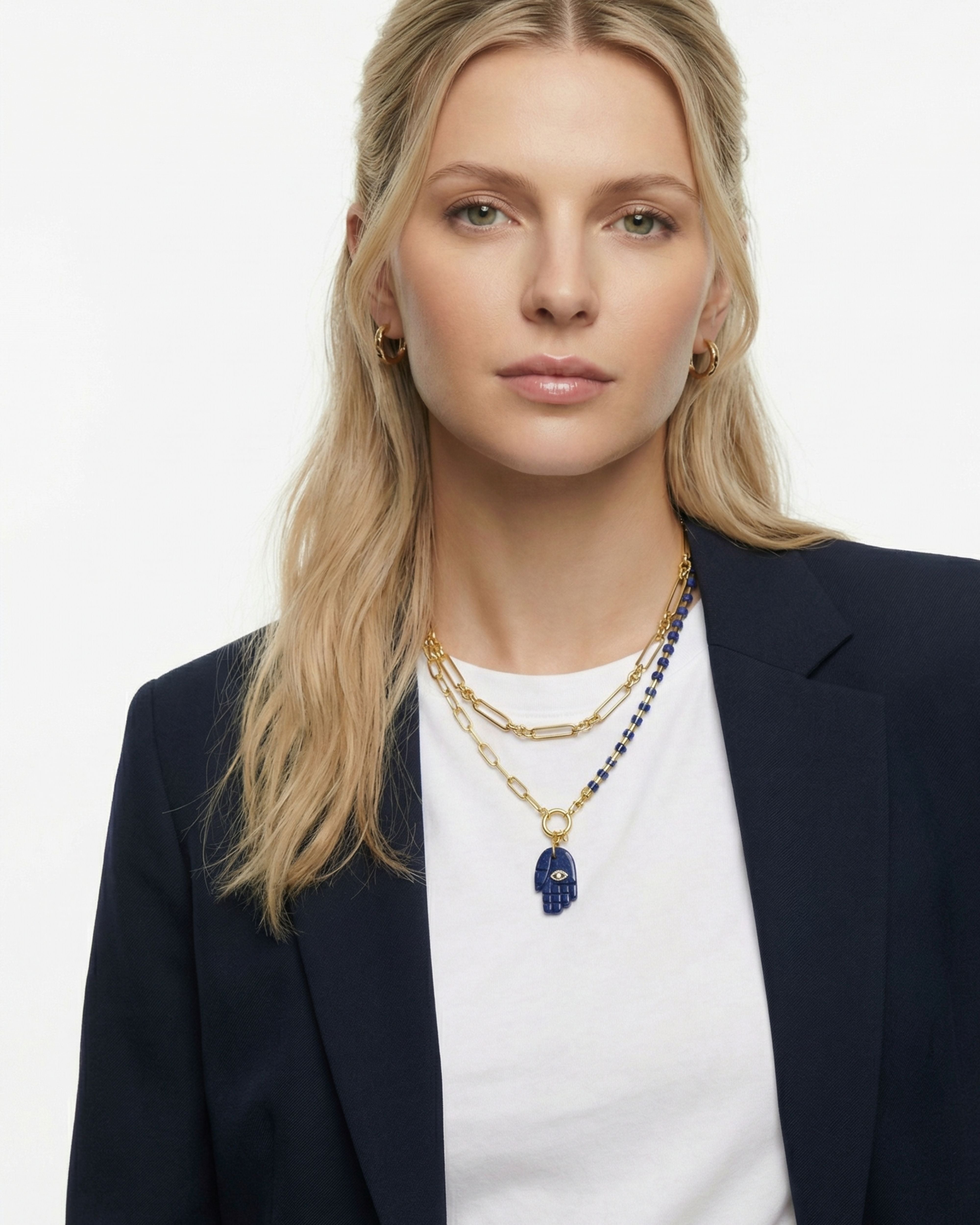 YOUR SIDE LAPIS HAMSA NECKLACE