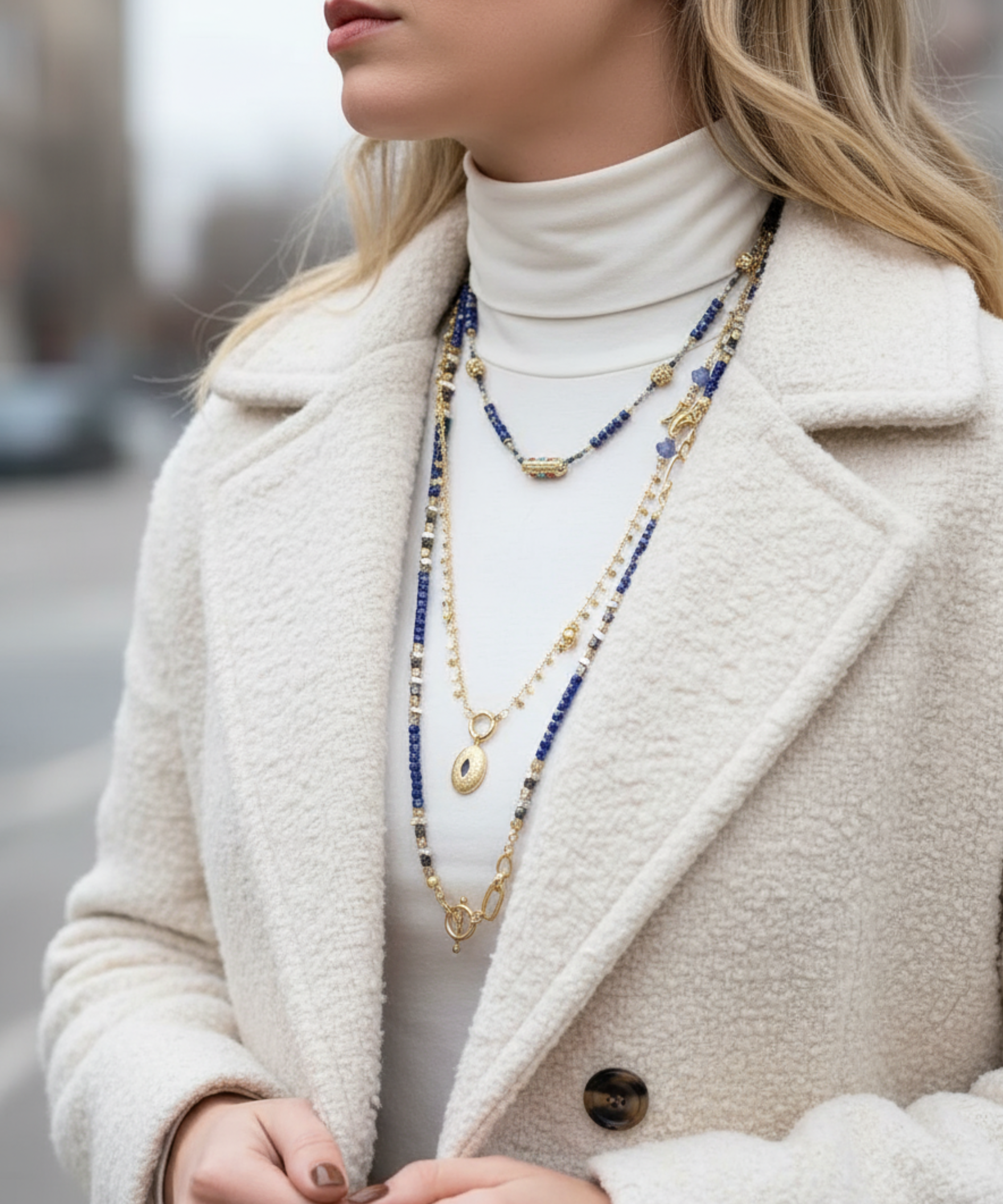FORTUNE LAPIS LONG CHAIN NECKLACE