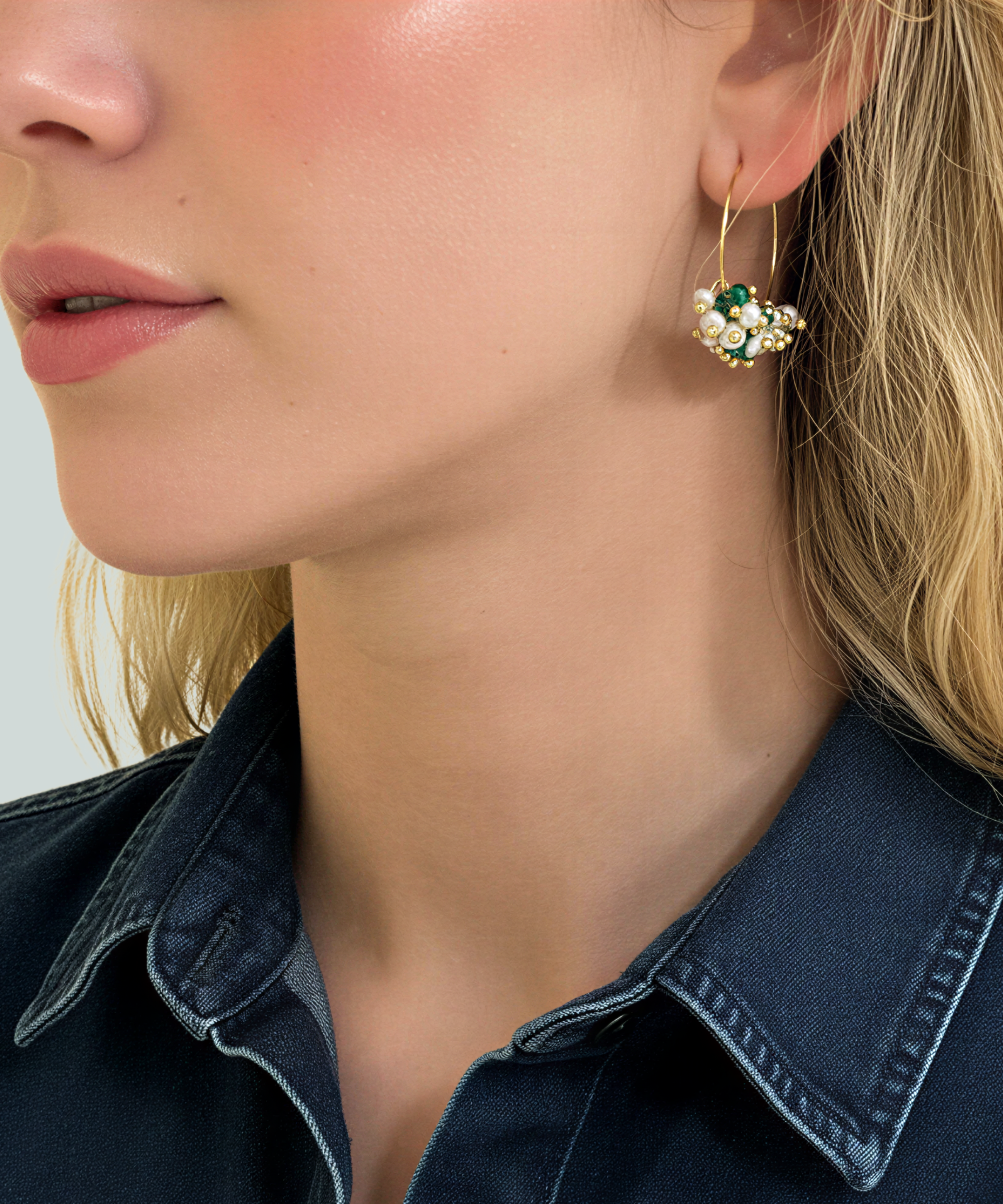 DIANA MALACHITE PEARL EARRINGS