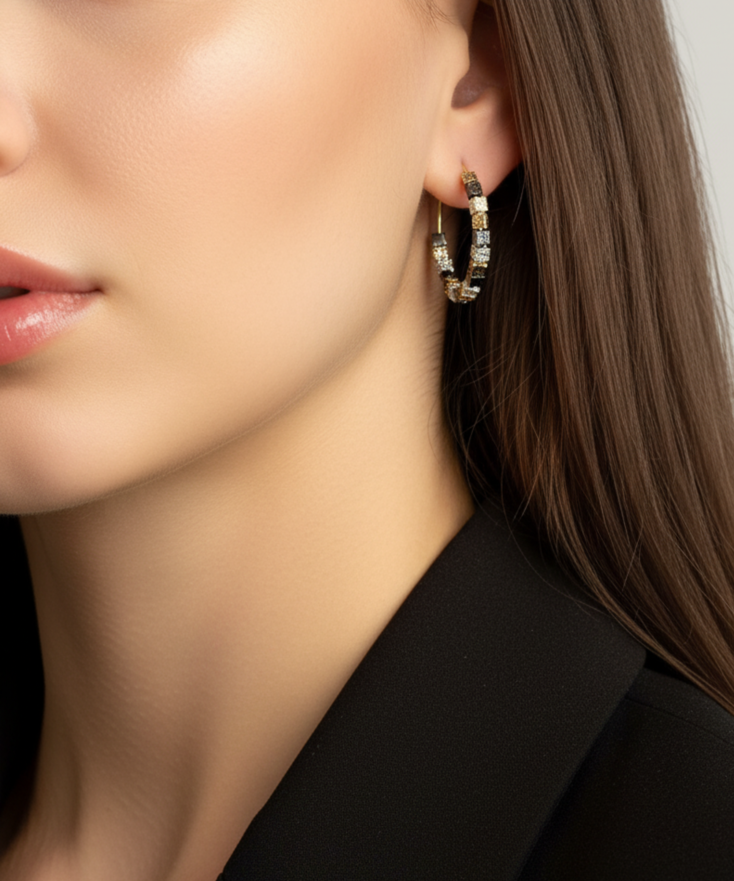 GOLDEN BRICKET TRIPLE COLOR EARRINGS