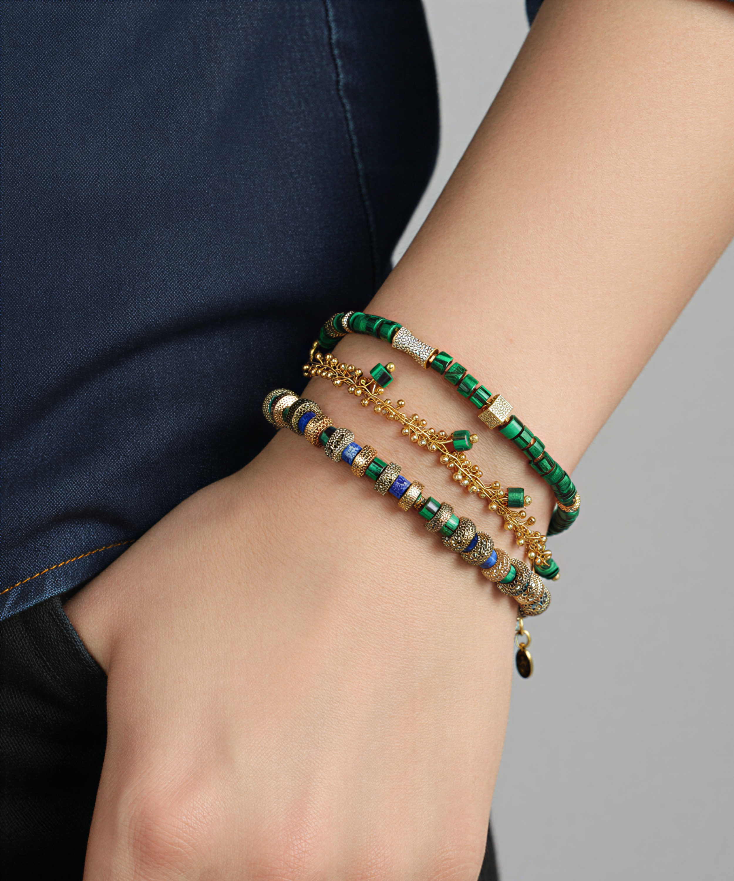 GOLDEN SKY LAPIS MALACHITE BRACELET