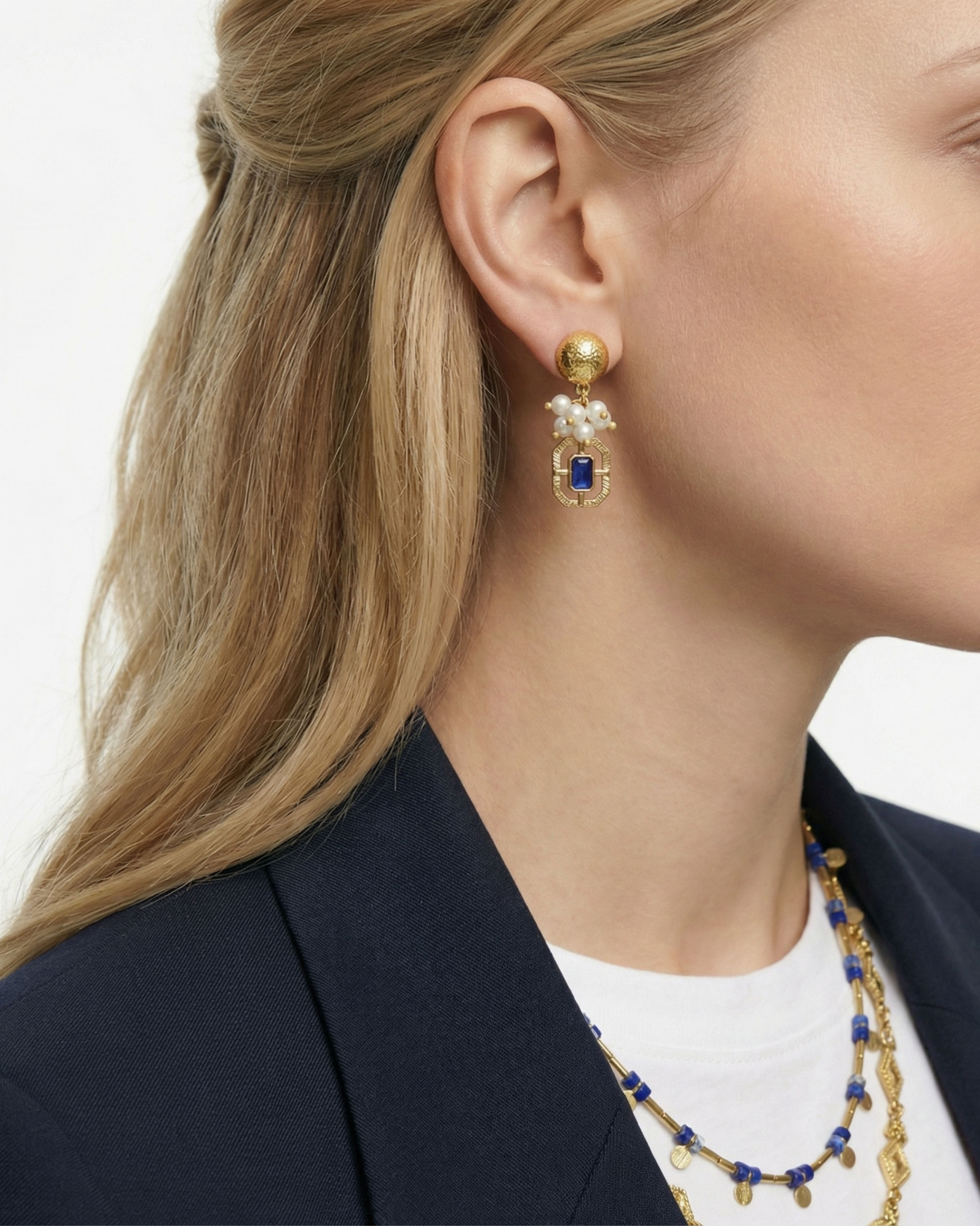 GRACE NAVY PEARL EARRINGS