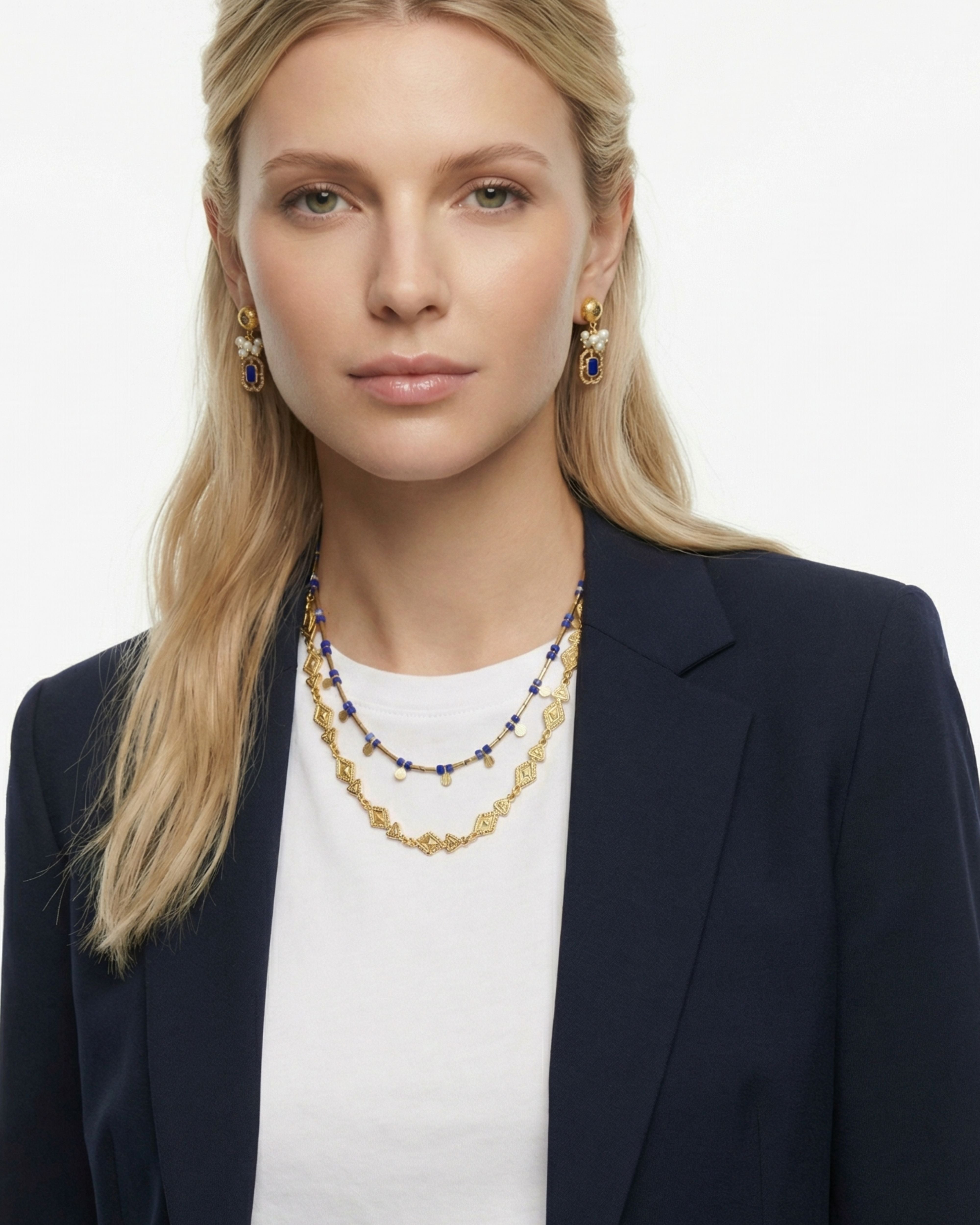 GRACE İNCİLİ LACİVERT KÜPE