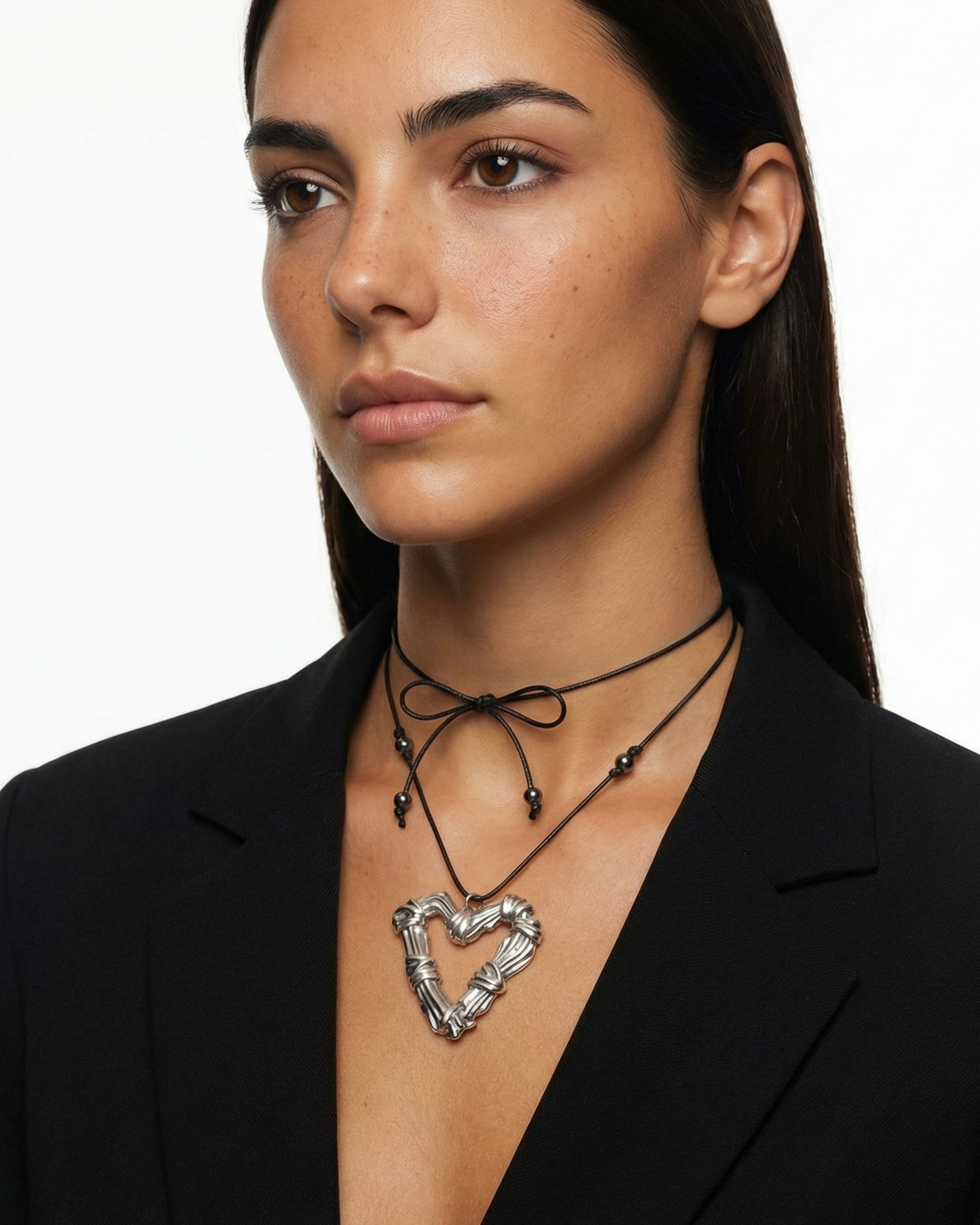 SILVER PULSE HEART ROPE NECKLACE