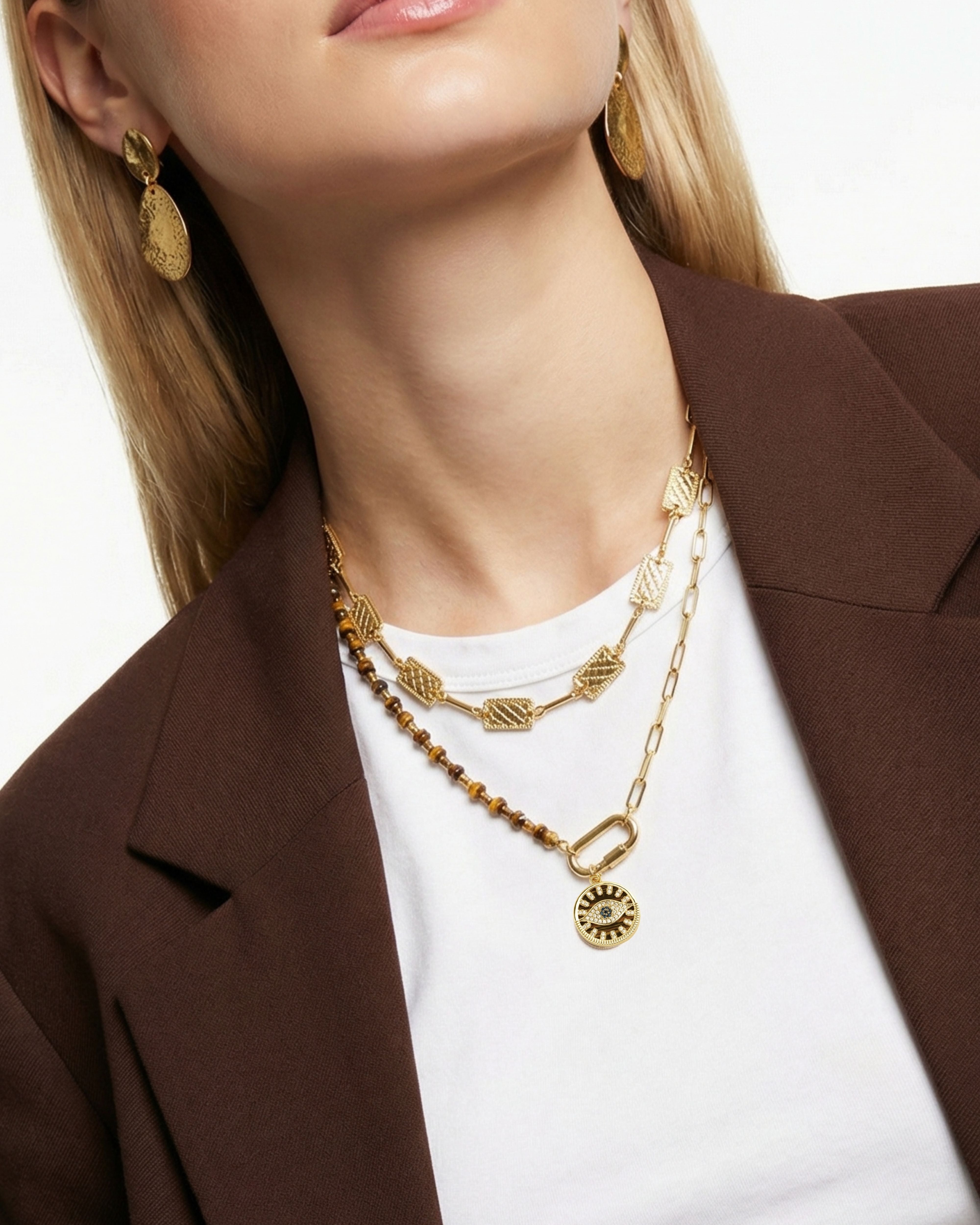 YOUR SIDE TIGER EYE NAZAR NECKLACE