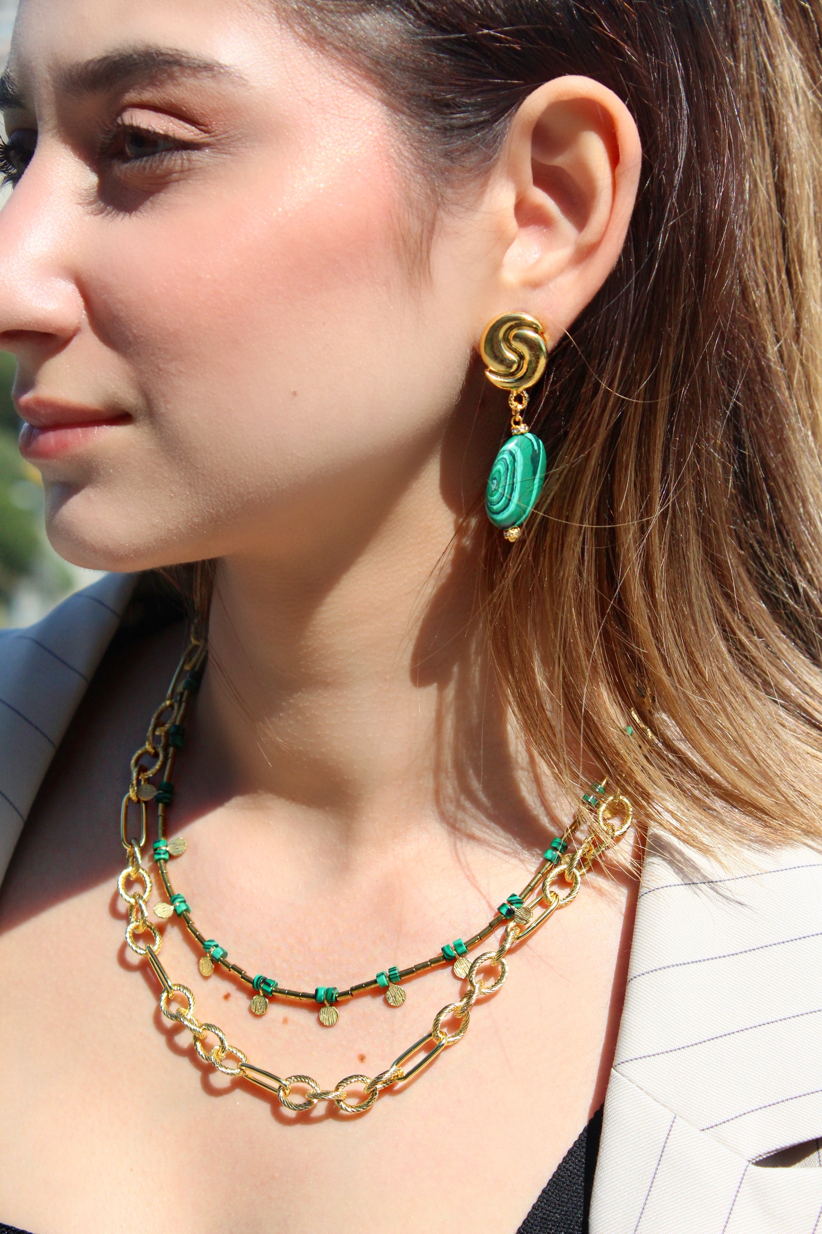 LUNA MALACHITE EARRINGS