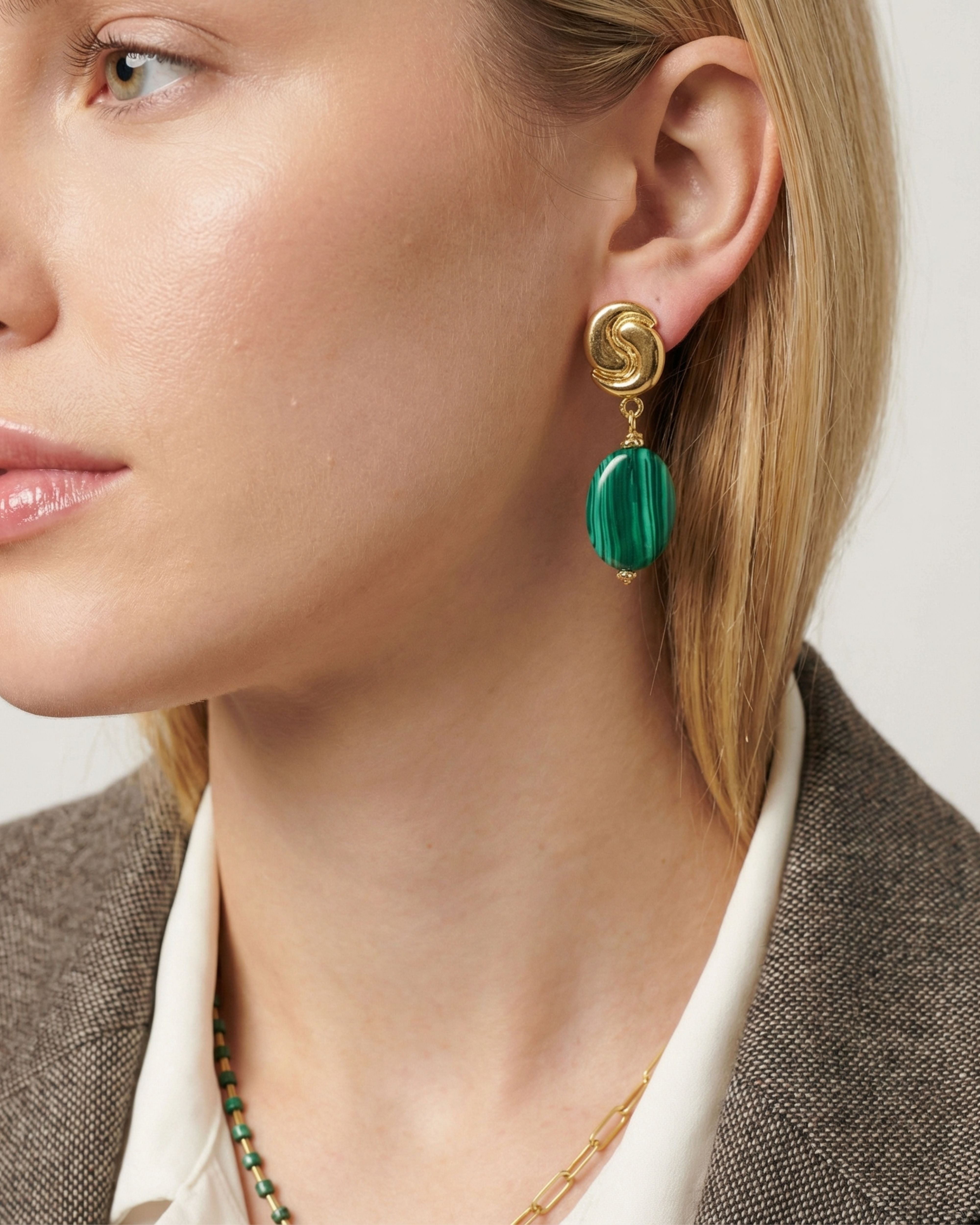 LUNA MALACHITE EARRINGS