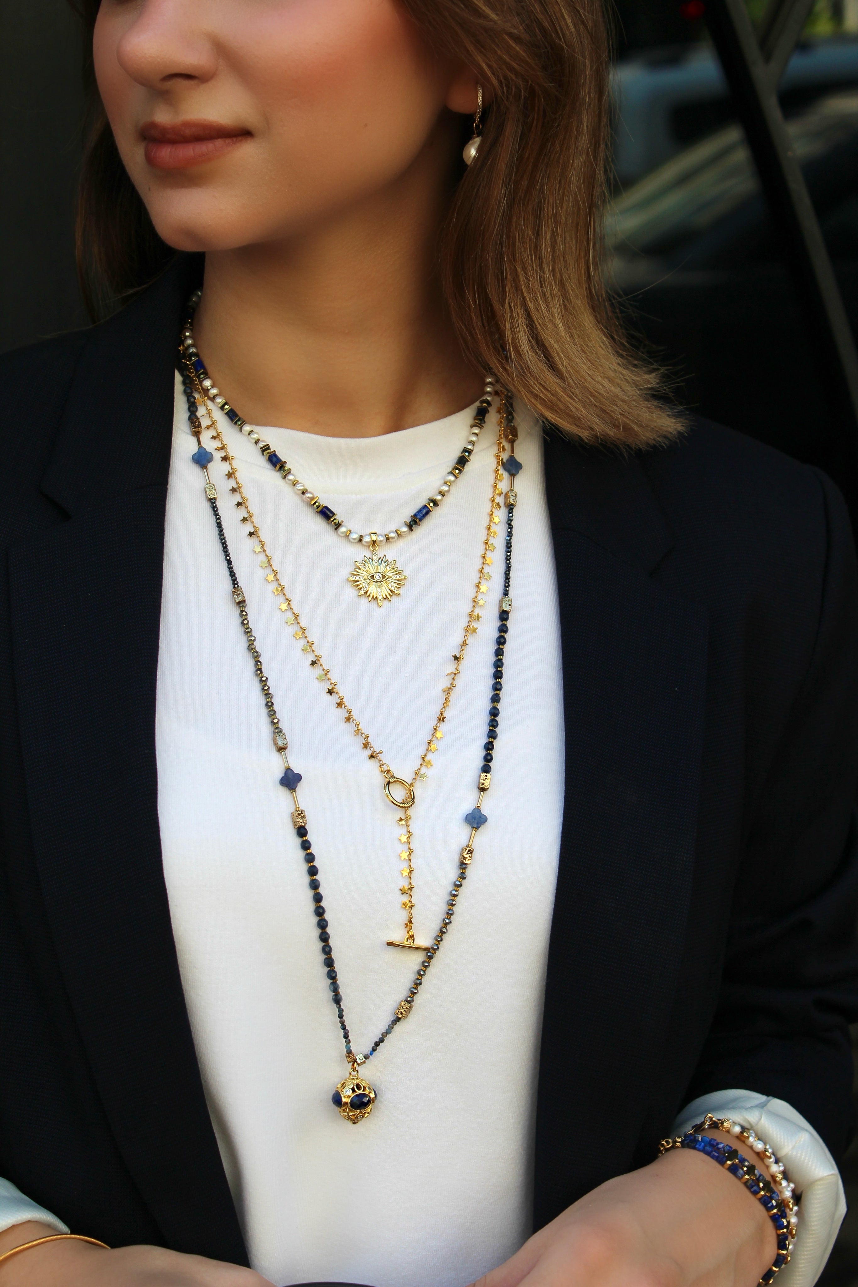 AZURE GLOW PEARL NAZAR NECKLACE