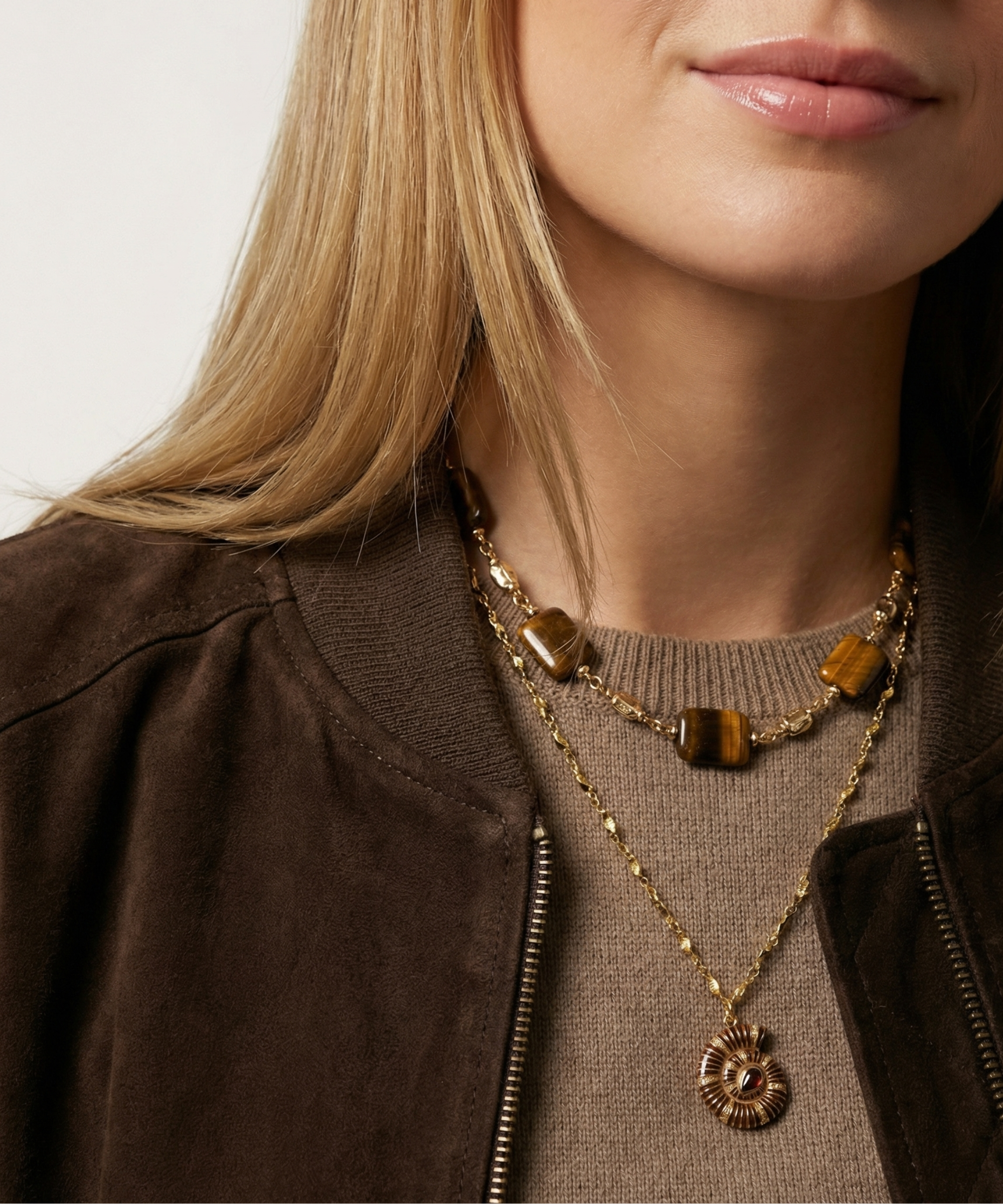 HELIOS SPIRAL KAHVERENGİ ZİNCİR KOLYE