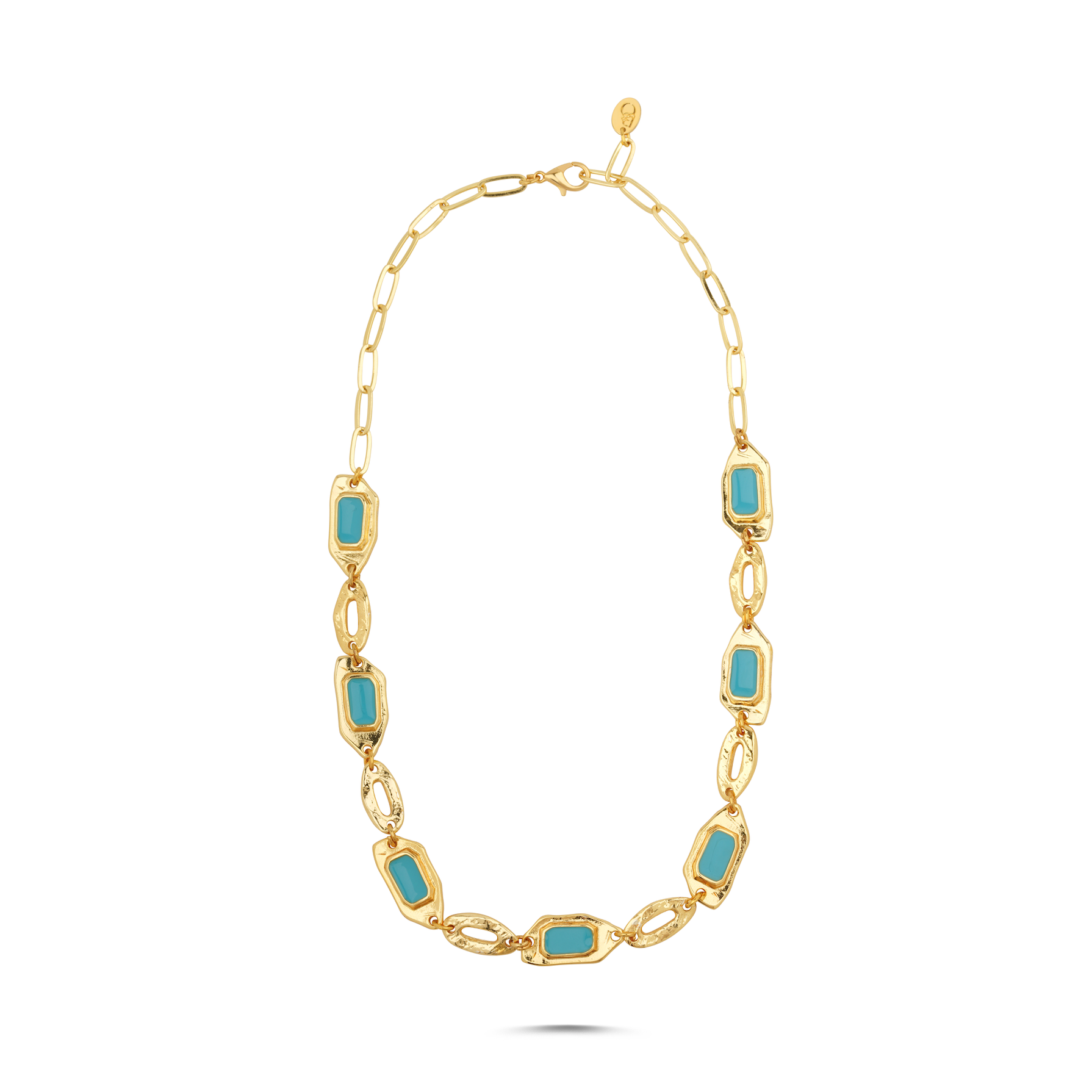 RIVIERA STATIONS TURQUOISE GOLD PLATED NECKLACE