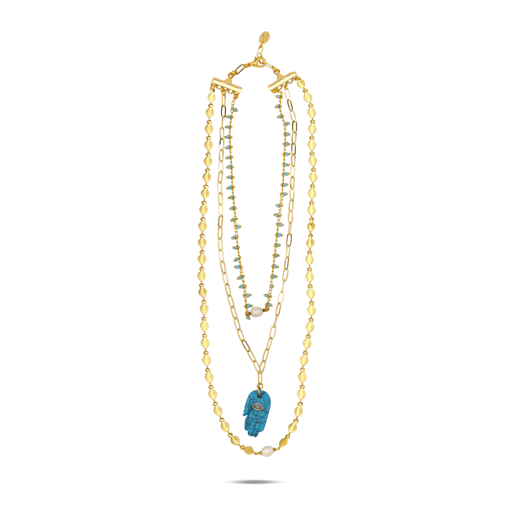 FORTUNE TURQUOISE HAMSA LAYERED NECKLACE