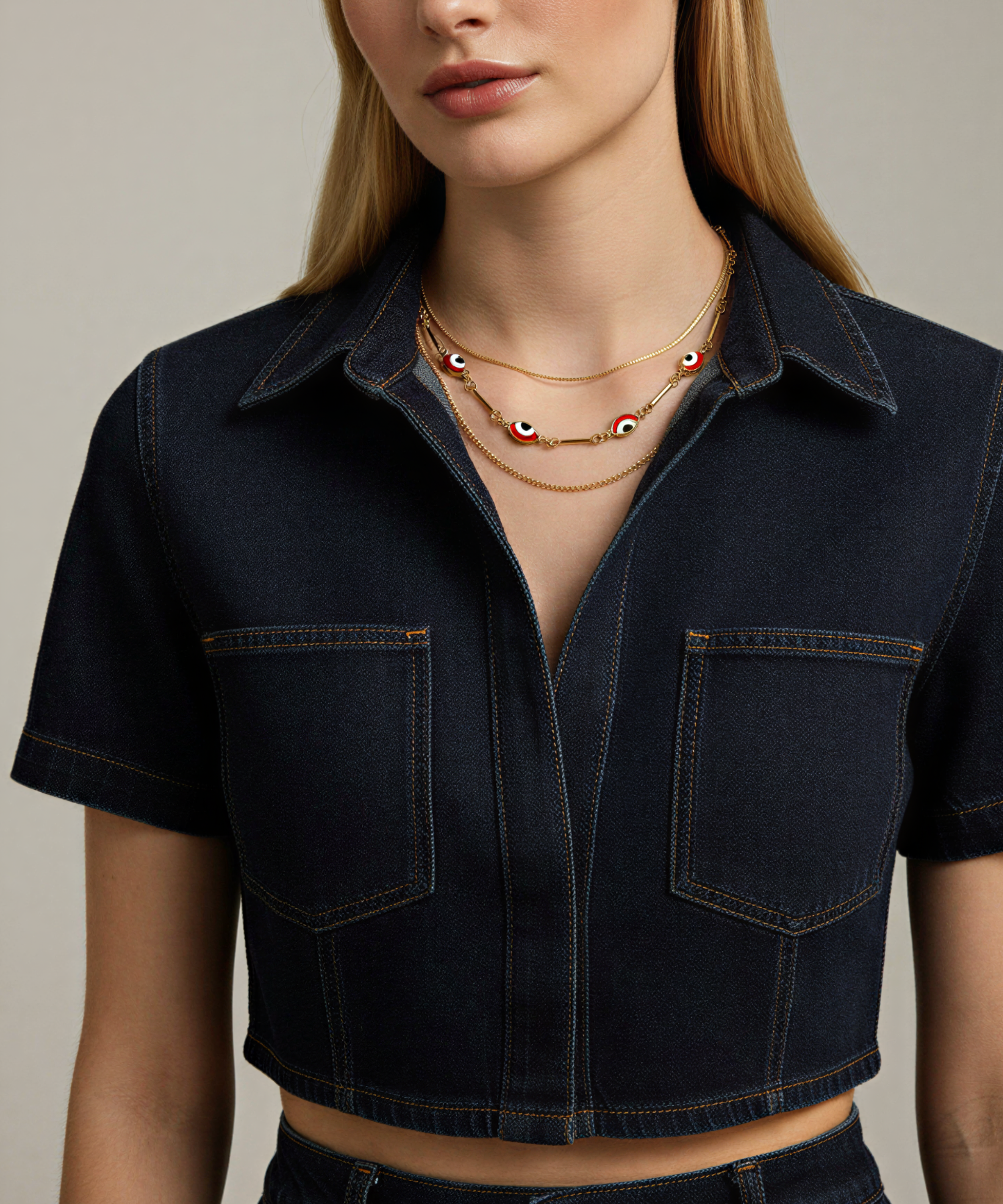 NAZAR RED ENAMELED EVIL EYE NECKLACE