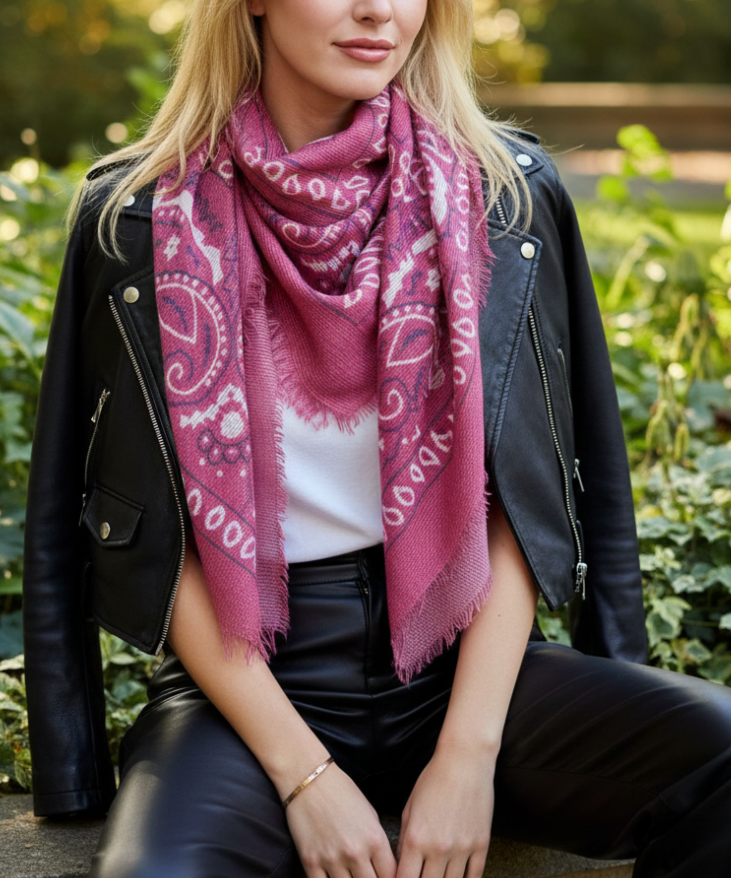 SOLANA PEMBE DESENLİ ŞAL