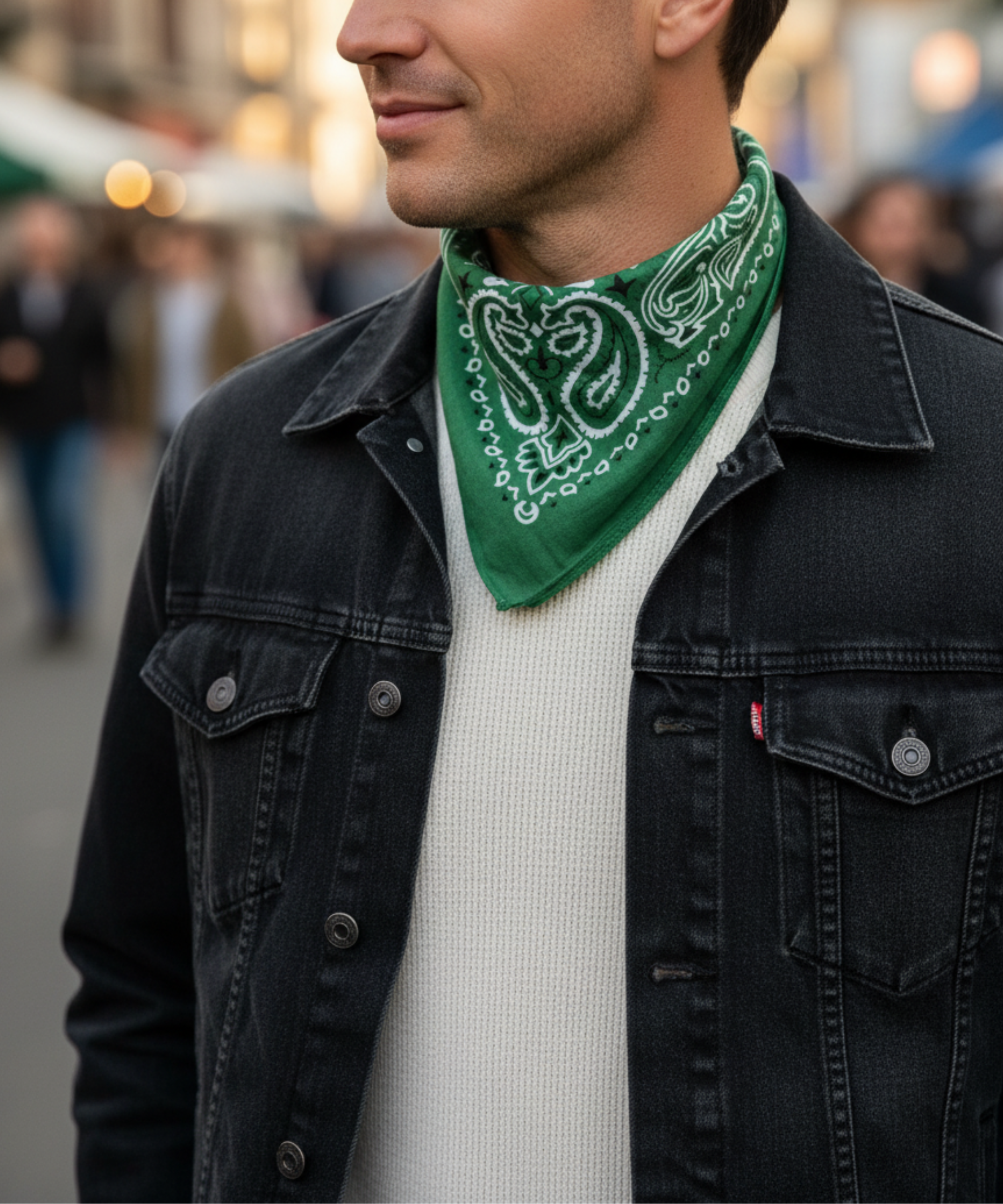 GREEN PRINTED BANDANA