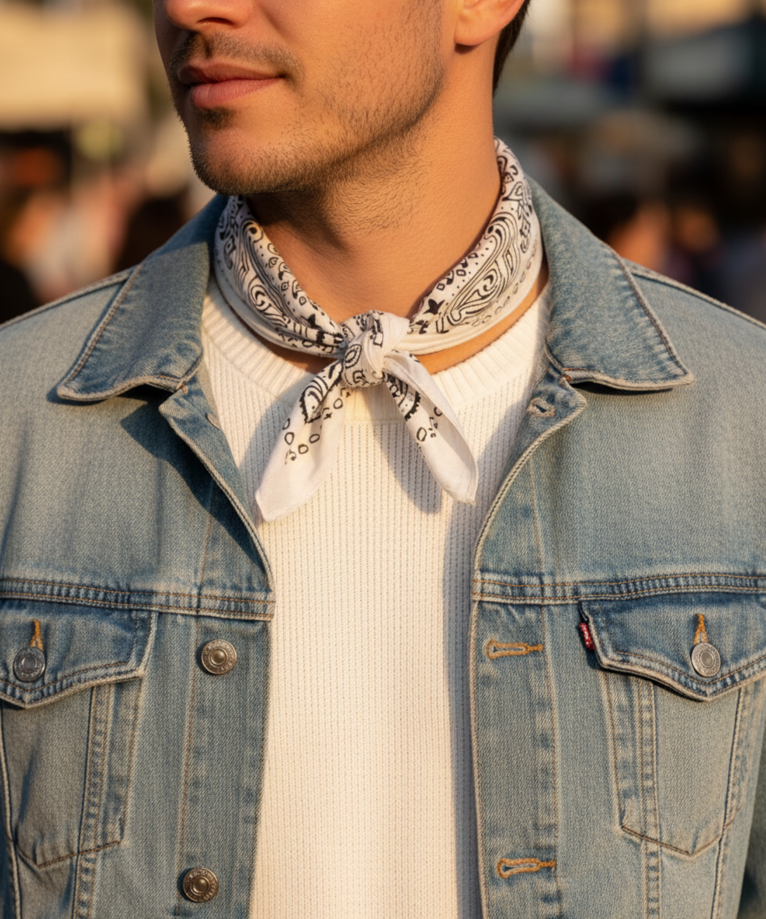 WHITE PRINTED BANDANA