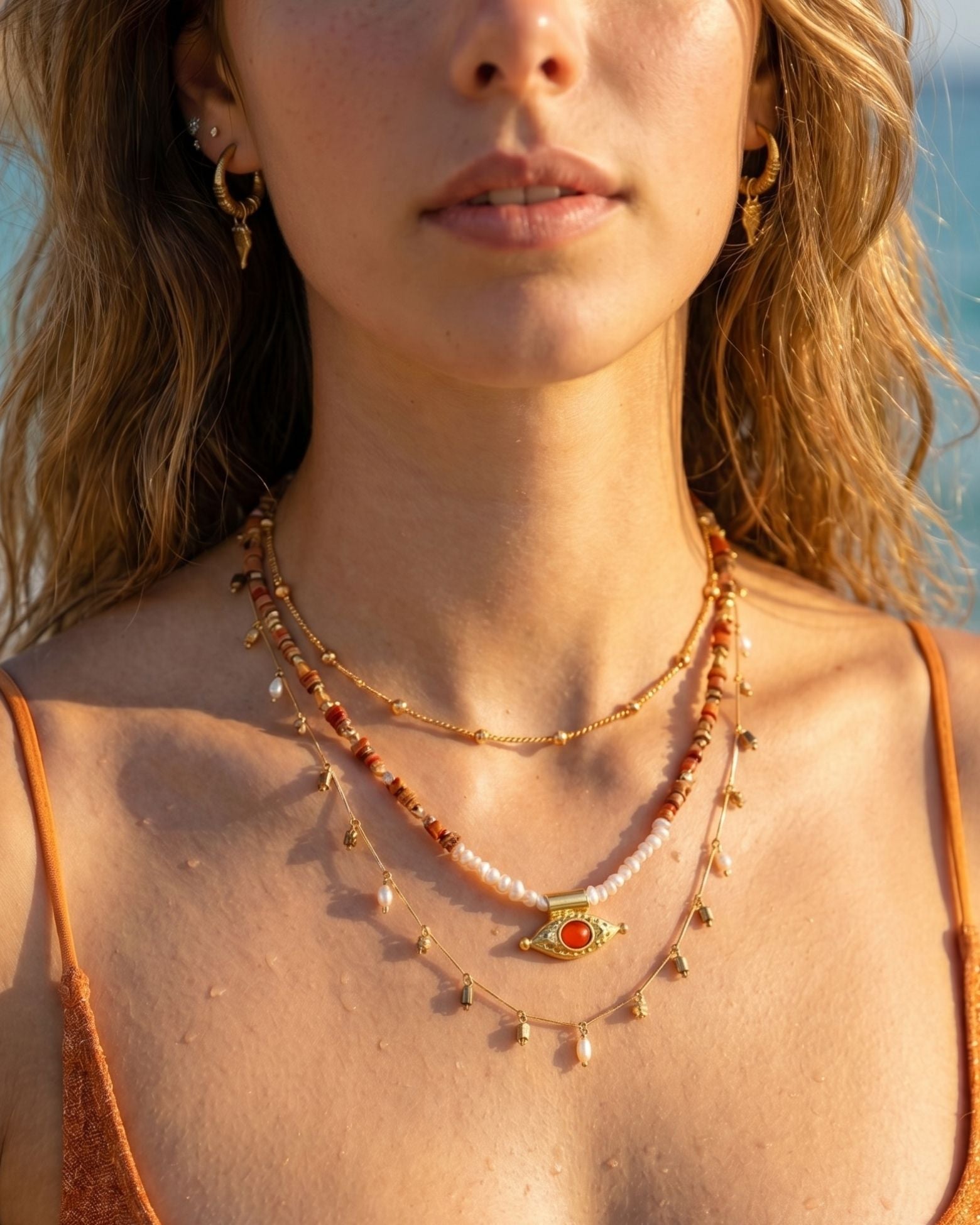 MYSTIC EYE ORANGE PEARL NECKLACE