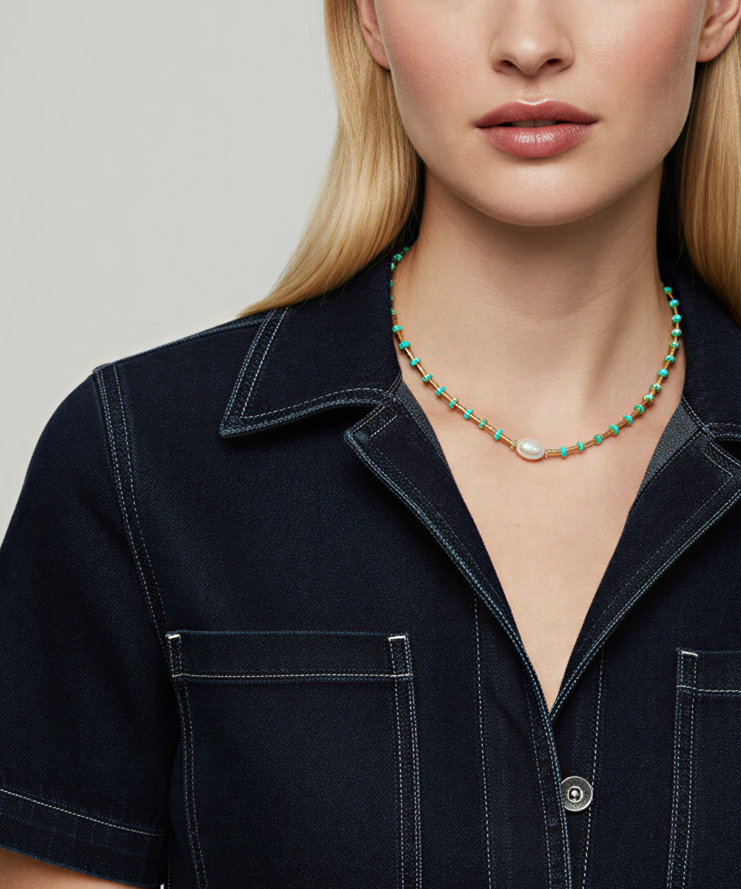 GREEN LOVE PEARL NECKLACE