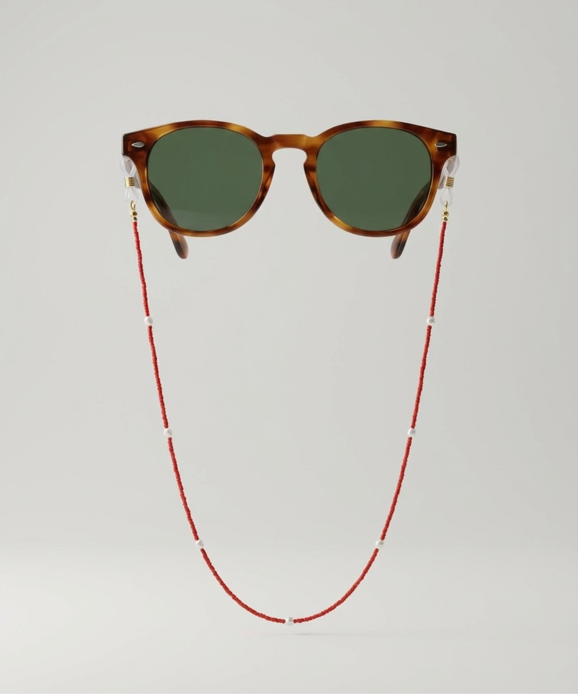 RED BEADED PEARL GLASSES CHAIN