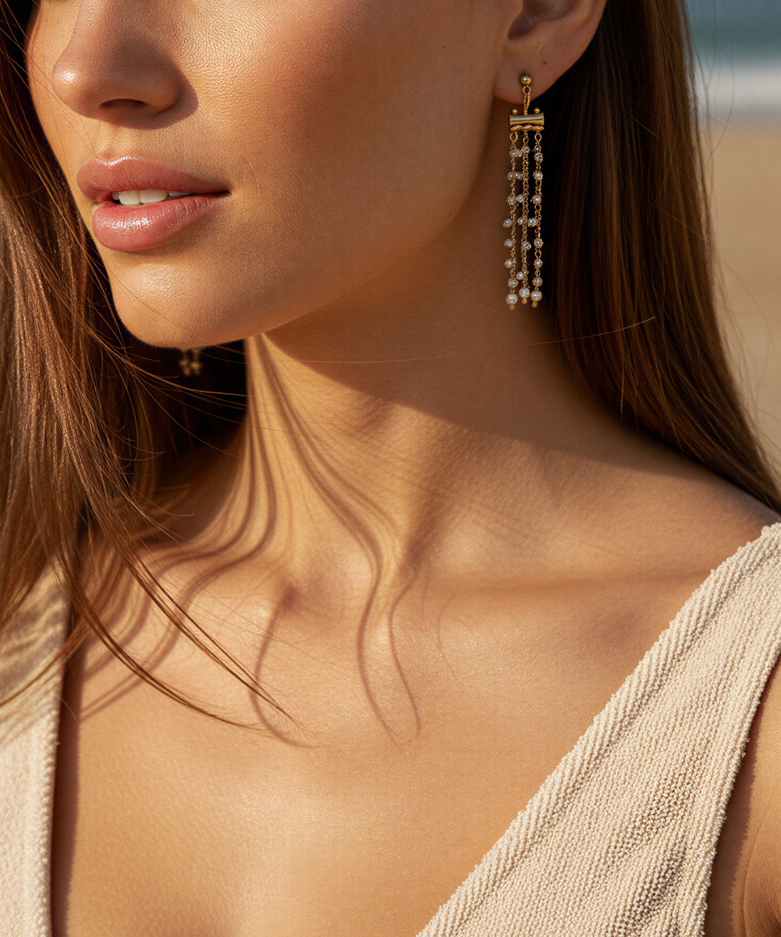 GYPSY WHITE BEADED EARRINGS