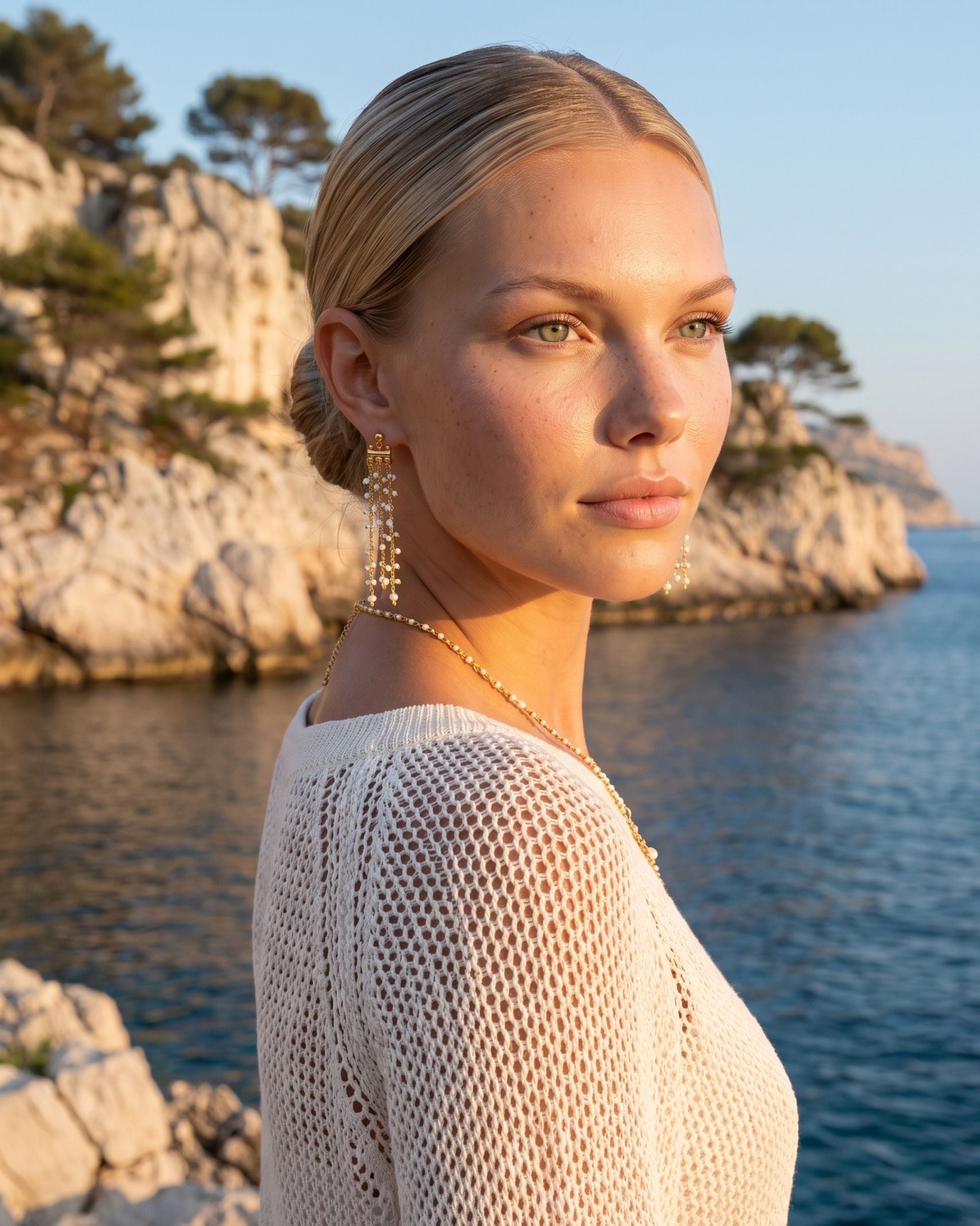 GYPSY WHITE BEADED EARRINGS