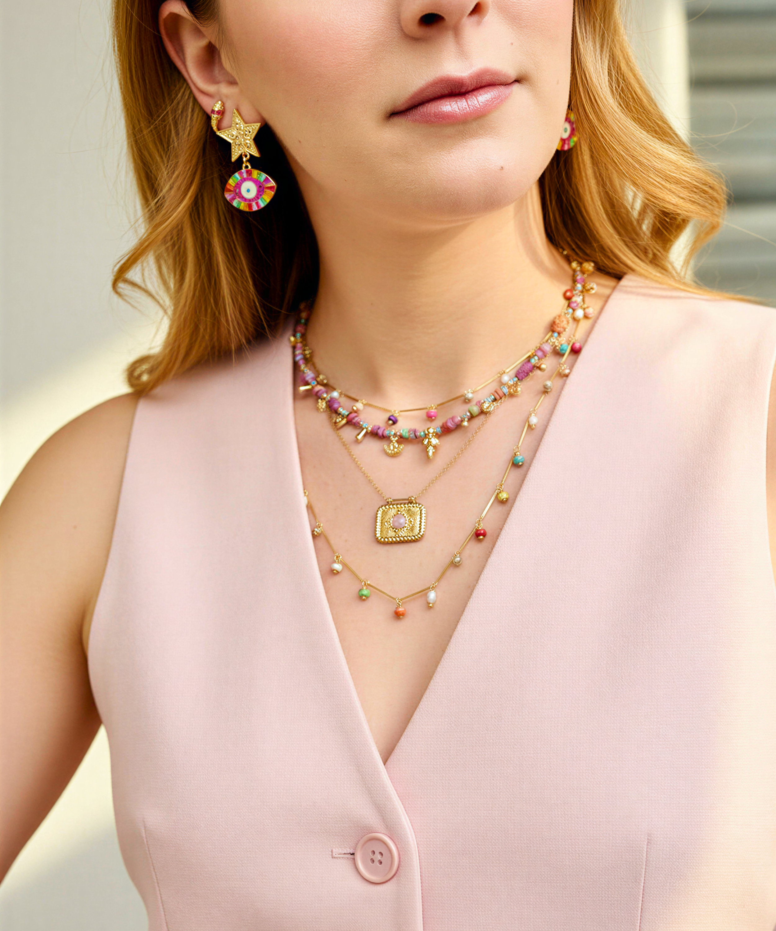 DANCING DISCO RAINBOW SPARKLE UZUN KOLYE