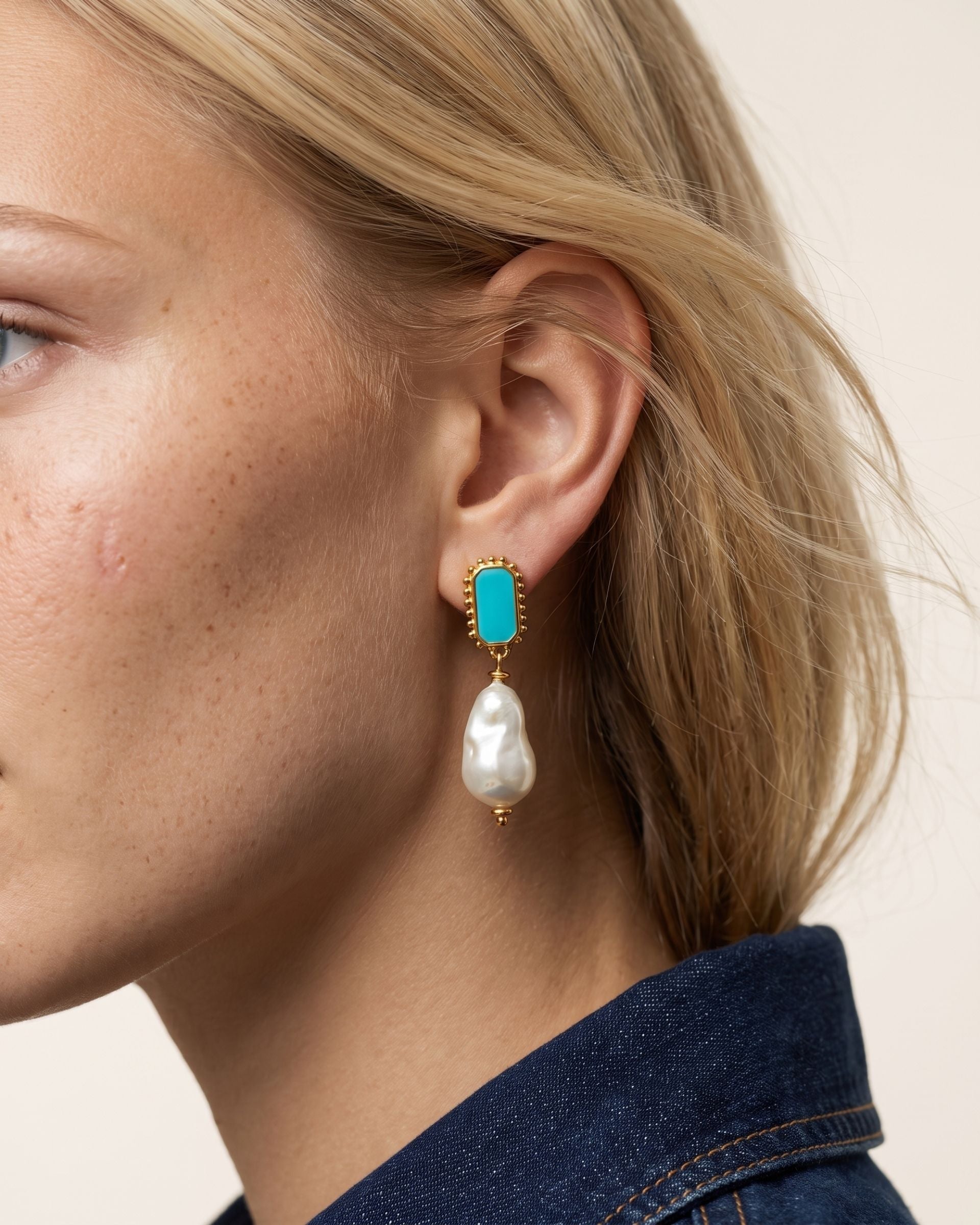 PORTOFINO TURQUOISE BAROQUE PEARL EARRINGS