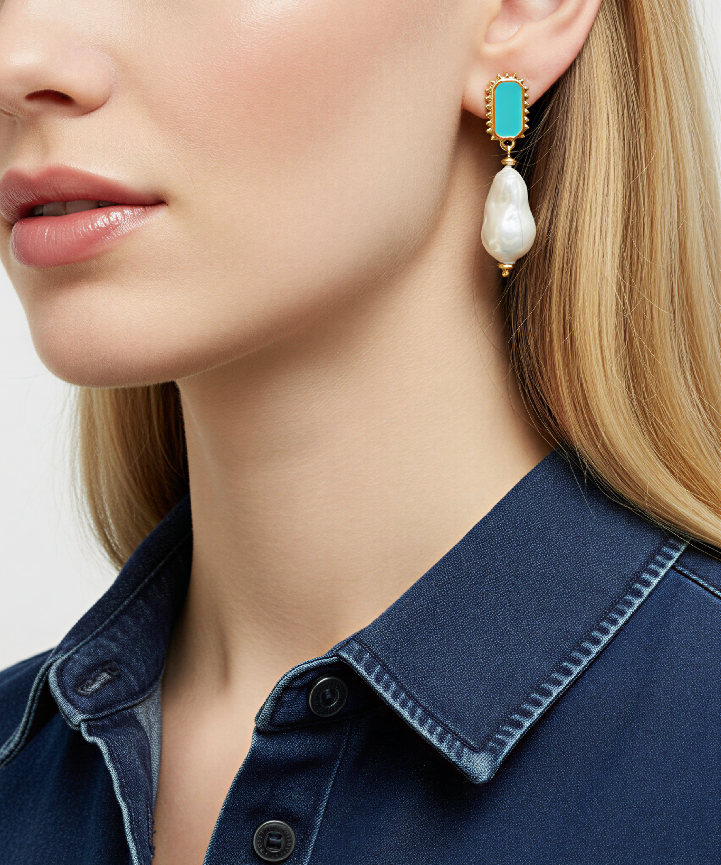 PORTOFINO TURQUOISE BAROQUE PEARL EARRINGS