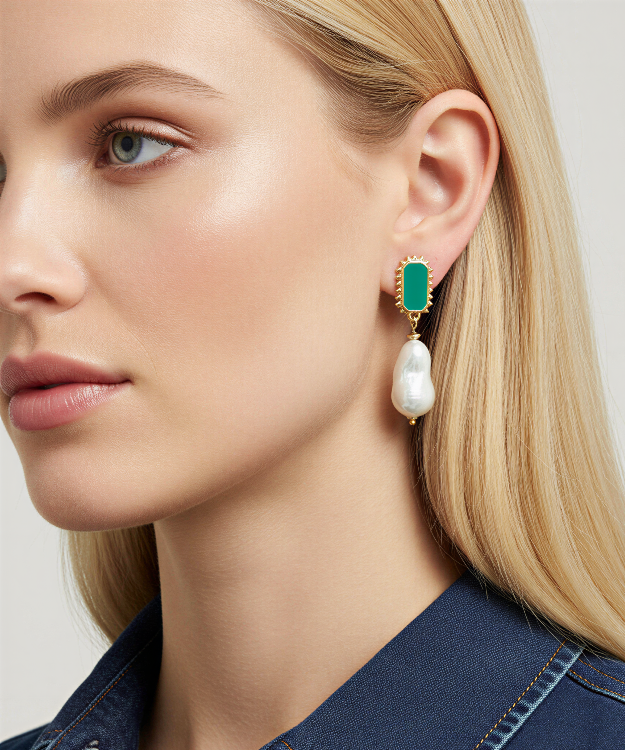PORTOFINO EMERALD BAROQUE PEARL EARRINGS