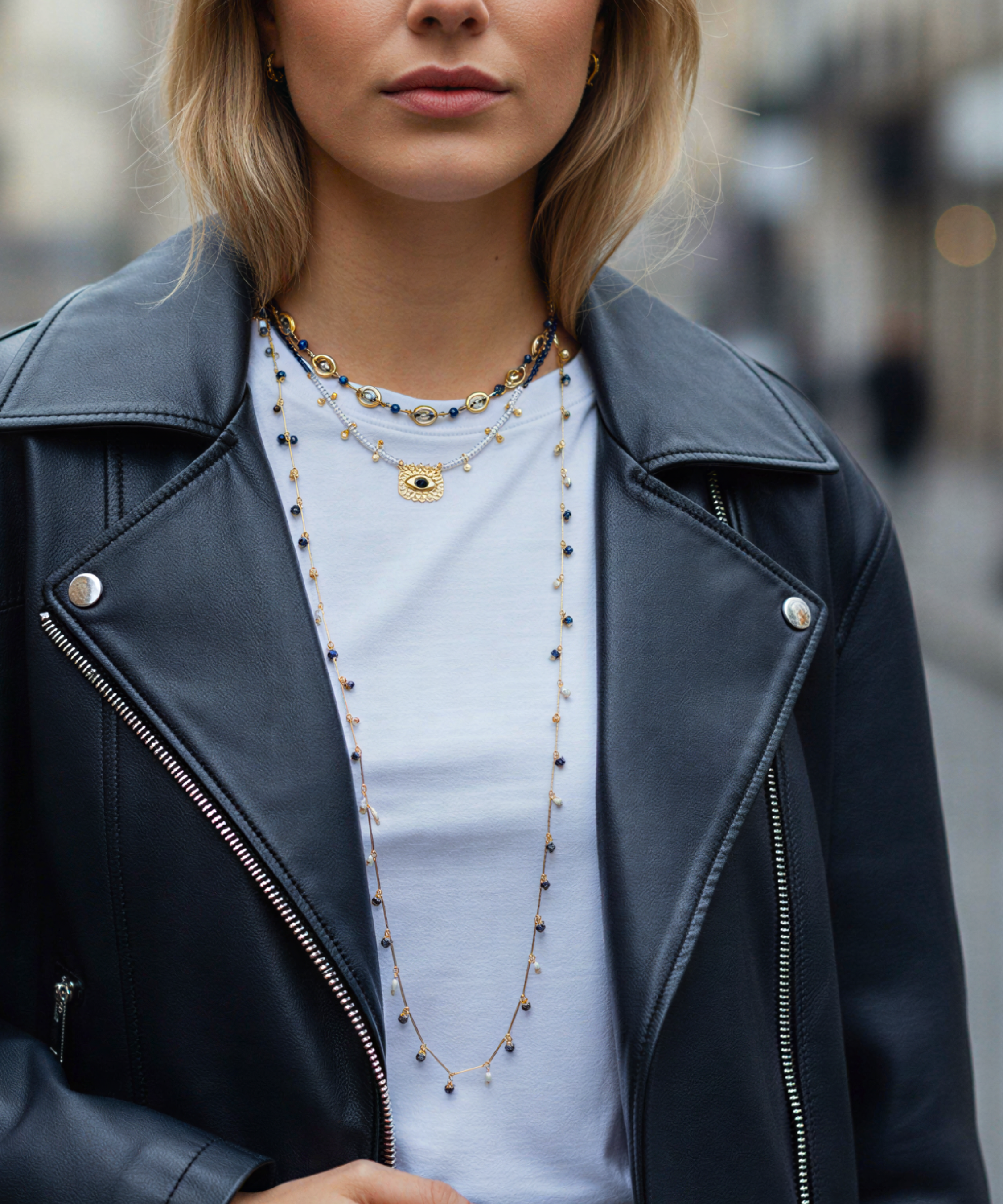 DANCING DISCO LAPIS SPARKLE LONG NECKLACE
