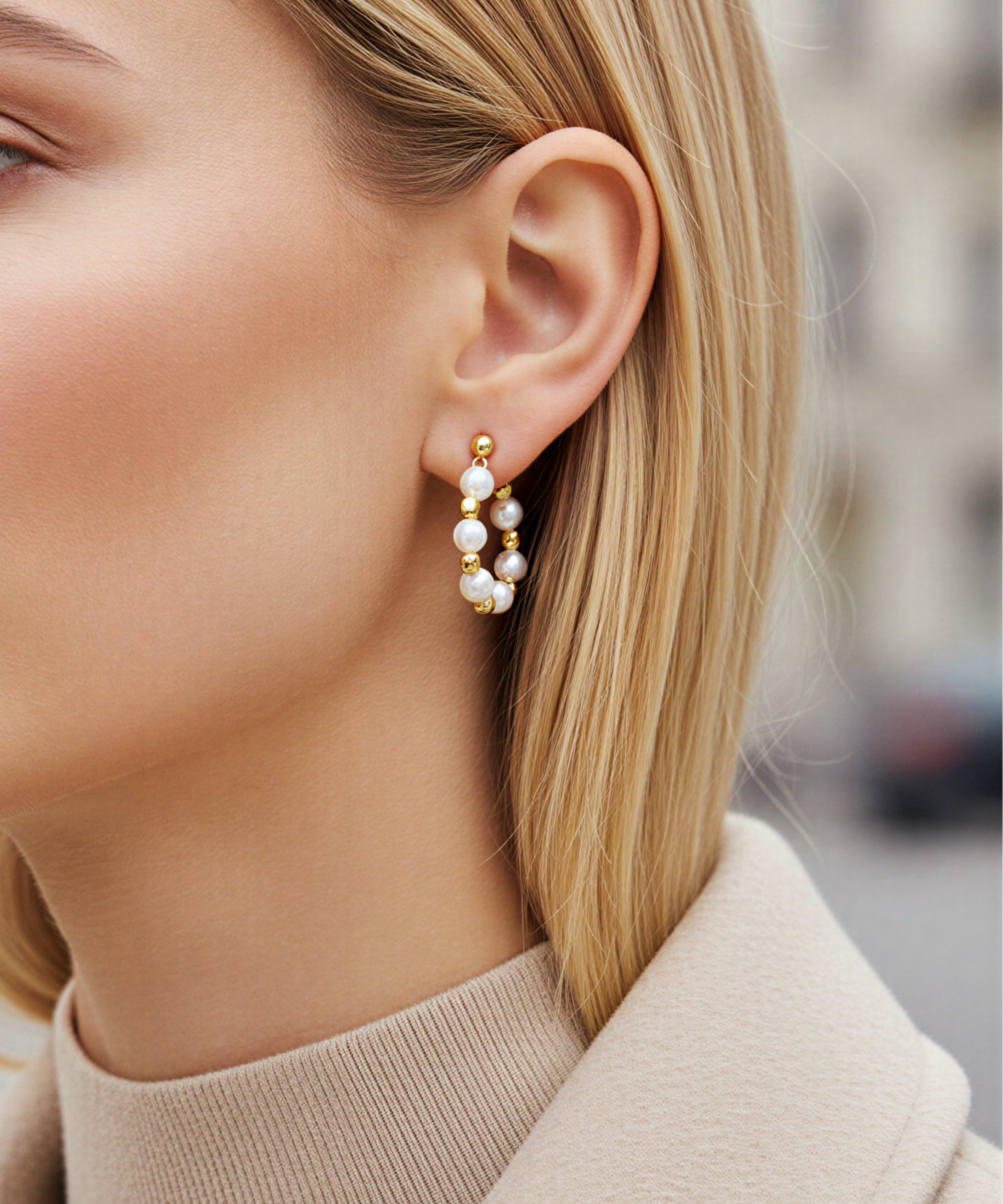 SERENE MYSTIC RHYTHMS PEARL & GOLD EARRINGS