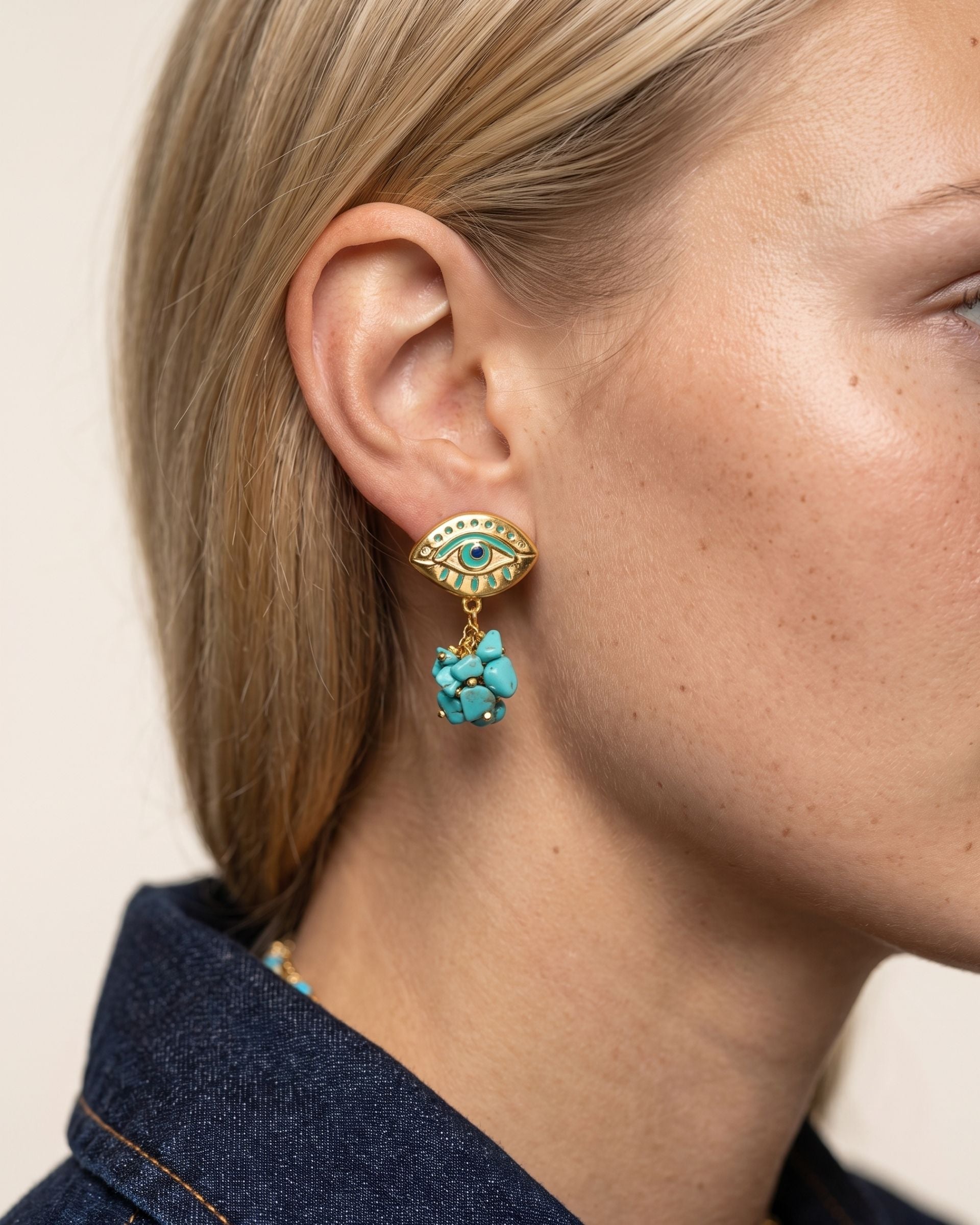 GUARDIAN TURQUOISE EVIL EYE EARRINGS