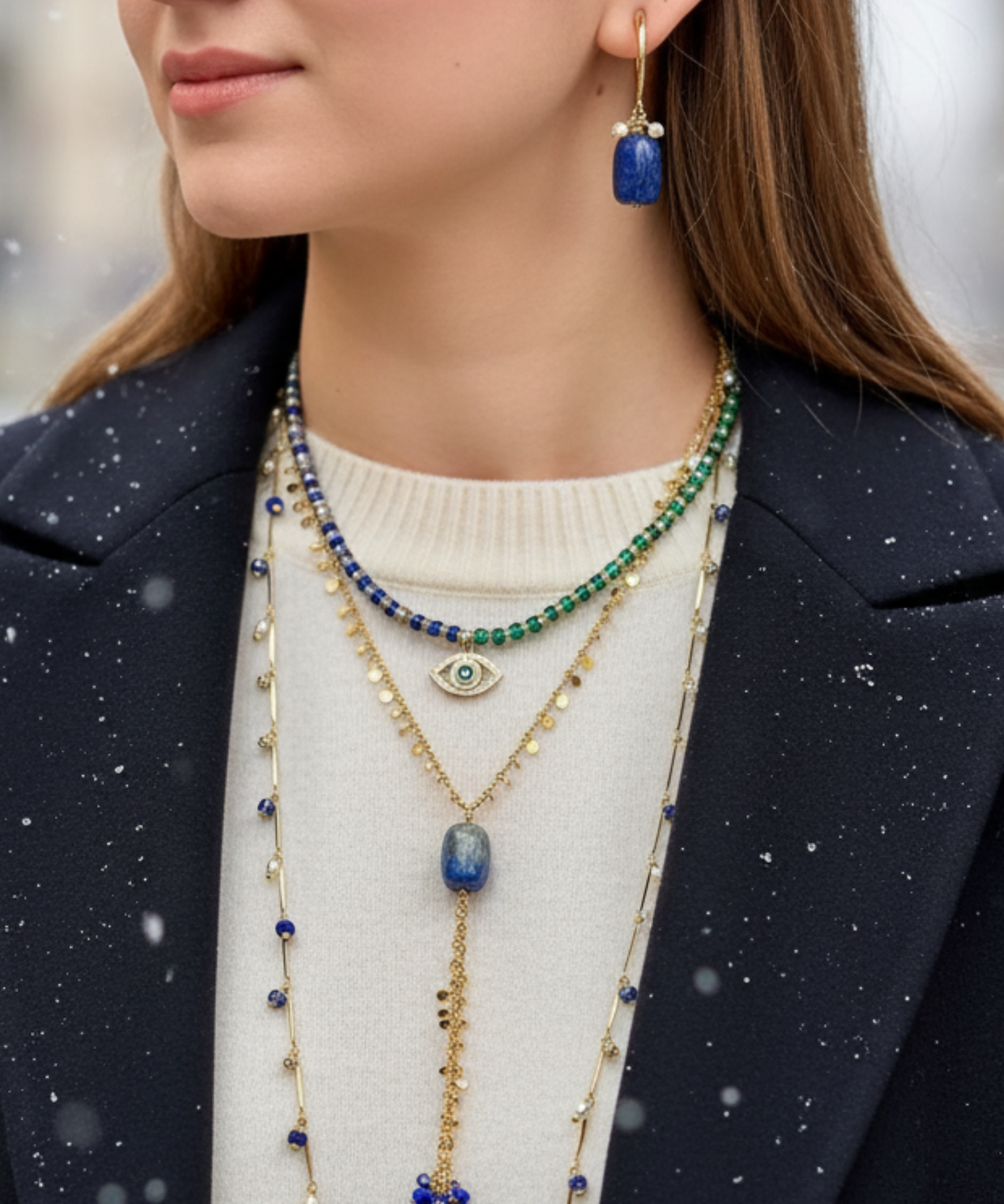 BONBON LAPIS HOOP EARRINGS