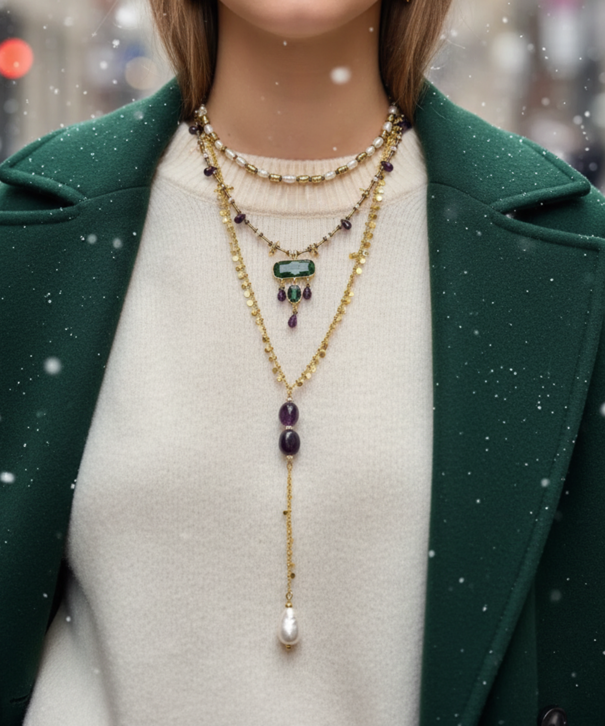 DANCING AMETHYST LONG NECKLACE